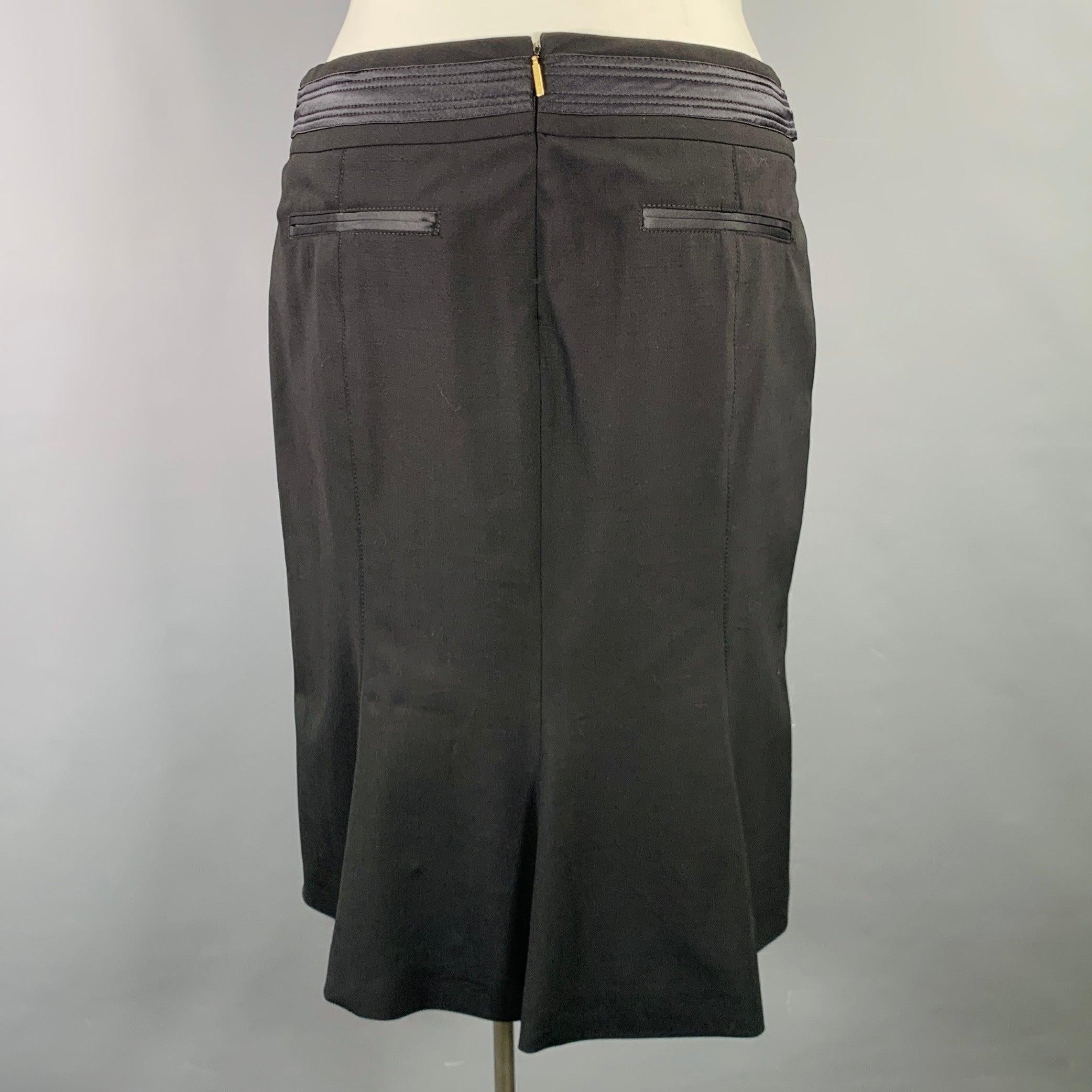 Women's ROBERTO CAVALLI Size 10 Black Wool Stretch Blend Pencil Skirt For Sale