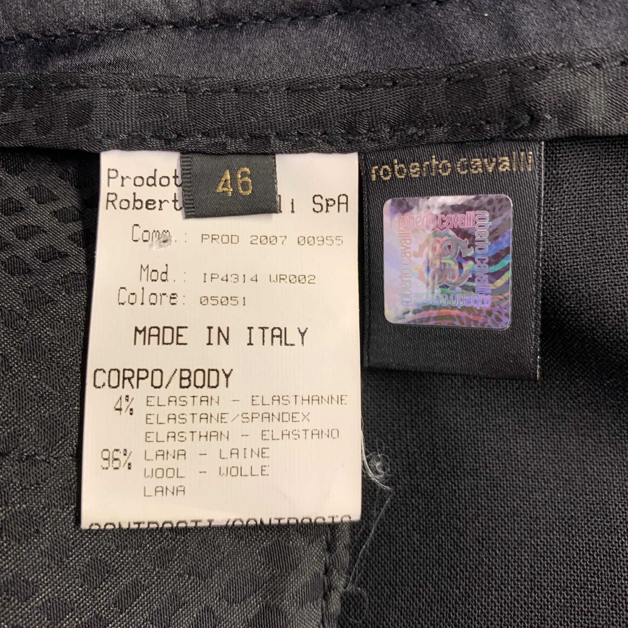 ROBERTO CAVALLI Size 10 Black Wool Stretch Blend Pencil Skirt For Sale 1