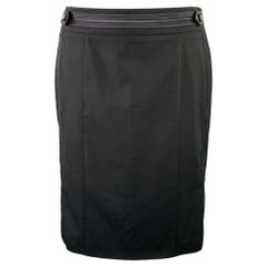 ROBERTO CAVALLI Size 10 Black Wool Stretch Blend Pencil Skirt