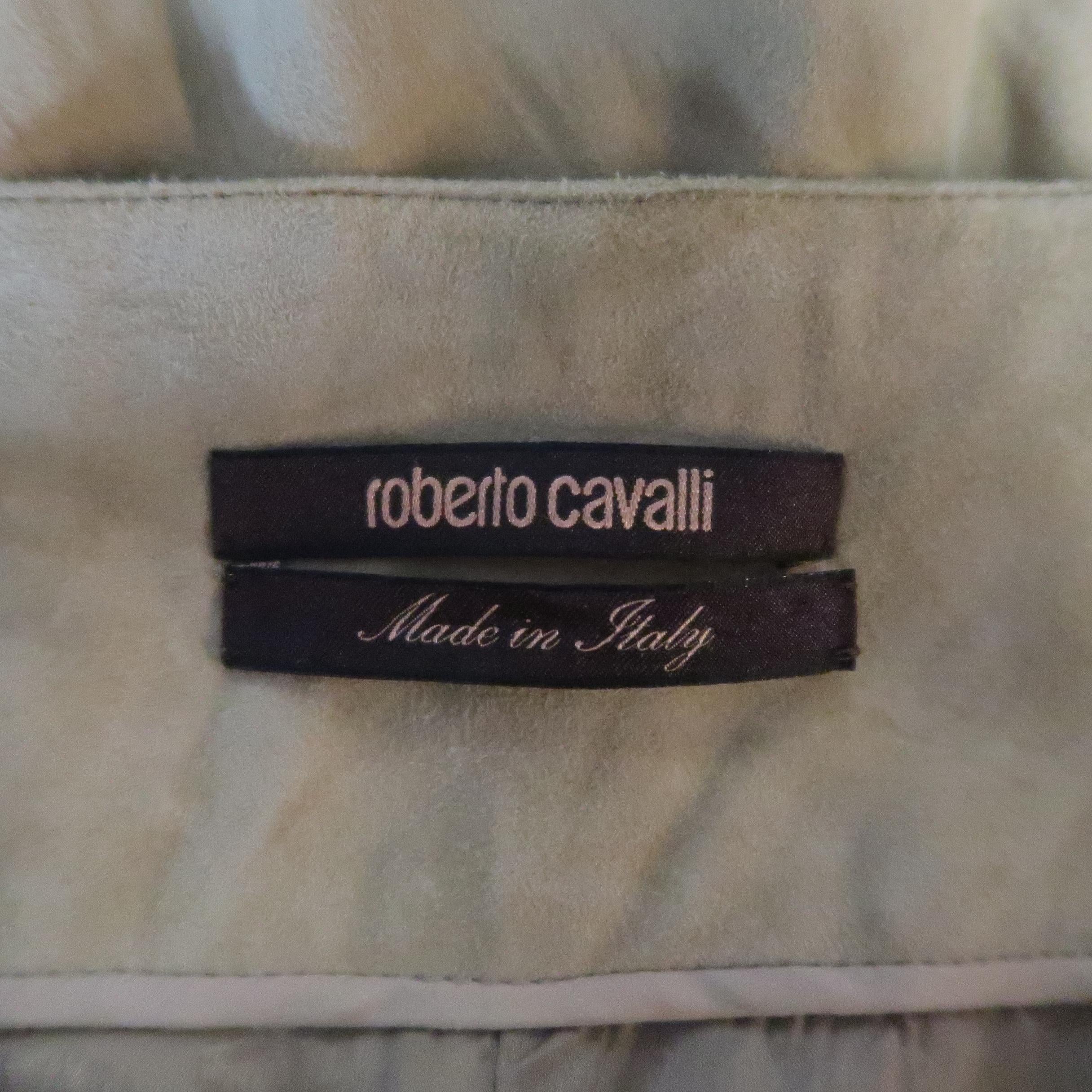 ROBERTO CAVALLI Size 12 Beige Suede Leather Trim Drop Crotch Pants 6