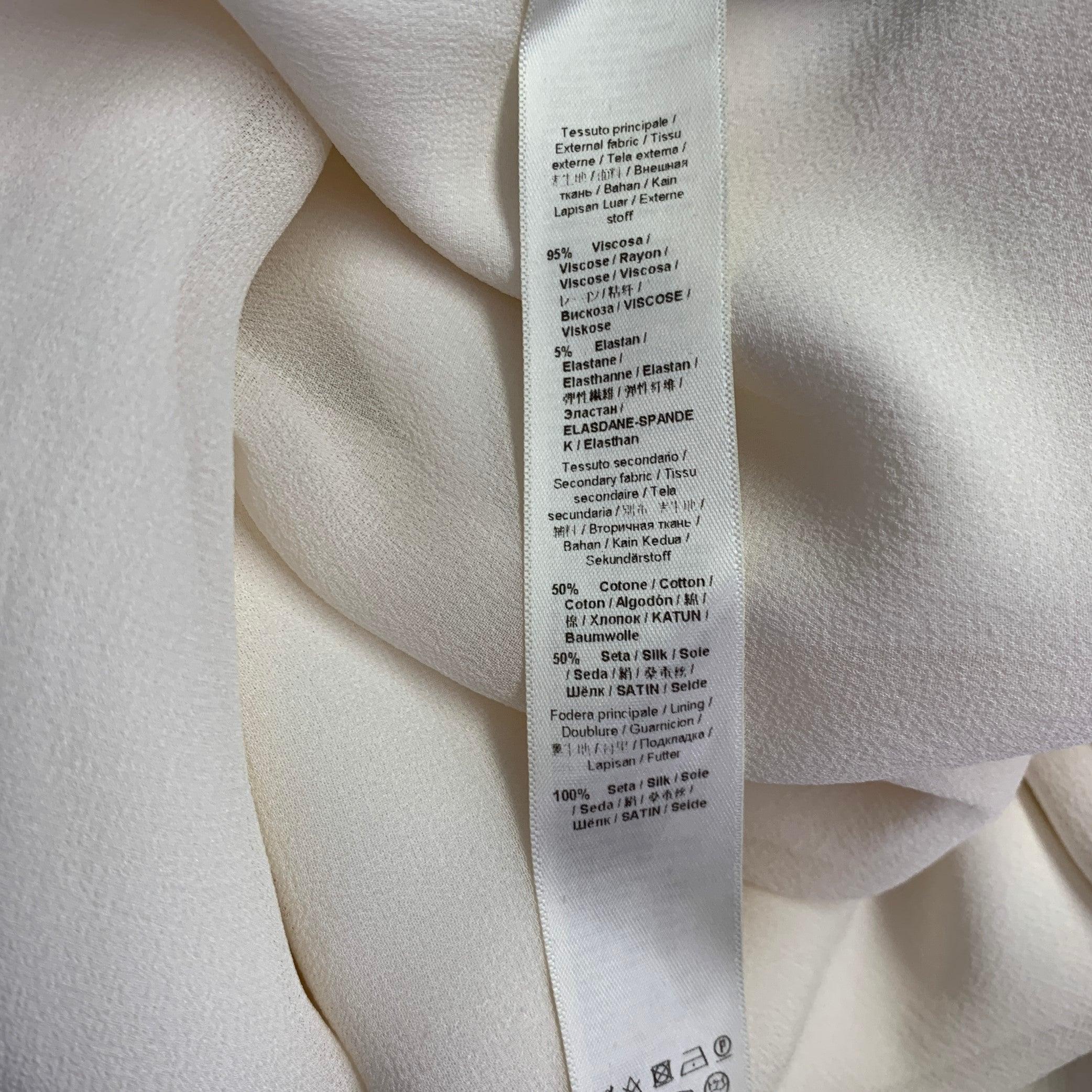 ROBERTO CAVALLI Size 12 Cream Viscose Blend Rhinestones Evening Gown For Sale 6