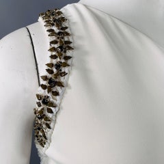 ROBERTO CAVALLI Size 12 Cream Viscose Blend Rhinestones Evening Gown