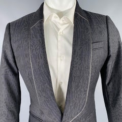 ROBERTO CAVALLI Size 38 Black Animal Print Virgin Wool Sport Coat