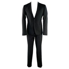 ROBERTO CAVALLI Size 38 Black Virgin Wool Notch Lapel Suit