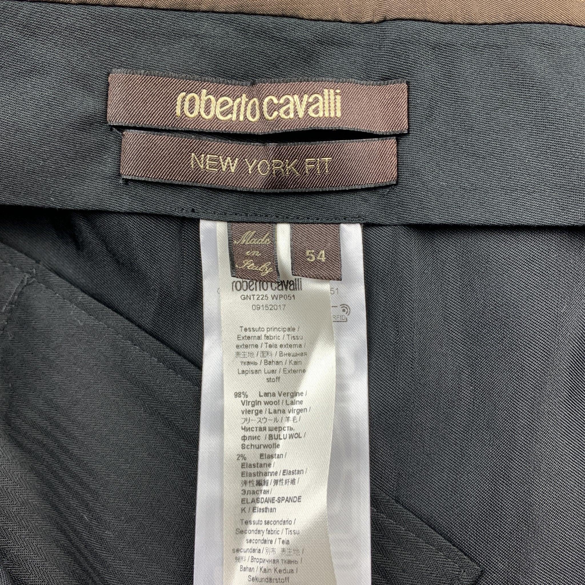 ROBERTO CAVALLI Size 38 Black Wool Tuxedo Dress Pants For Sale 2