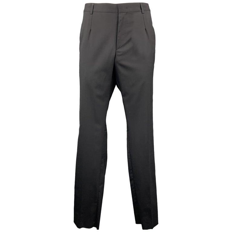 ROBERTO CAVALLI Size 38 Black Wool Tuxedo Dress Pants For Sale at ...