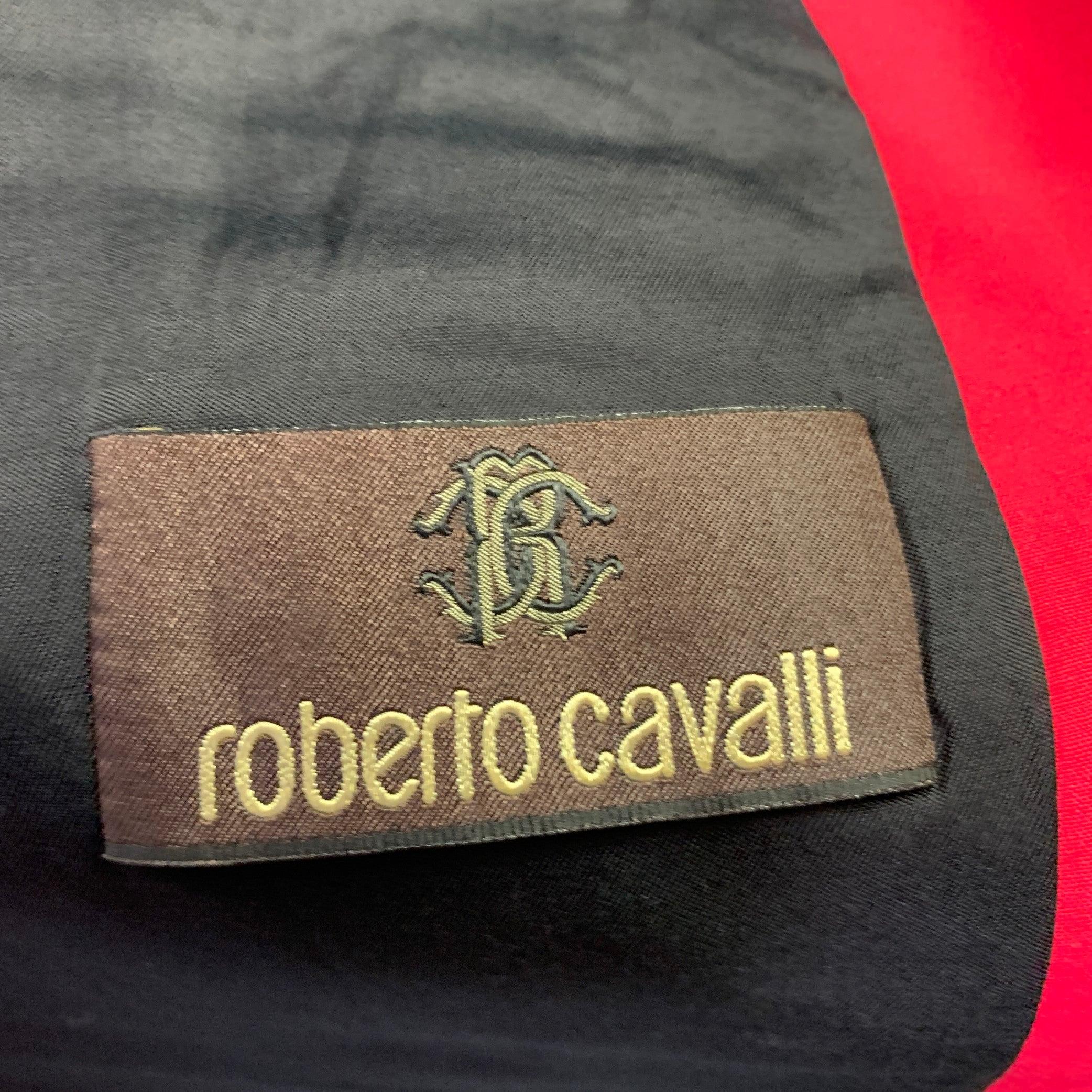 ROBERTO CAVALLI - Manteau de sport rouge framboise en laine mélangée, taille 38 en vente 3