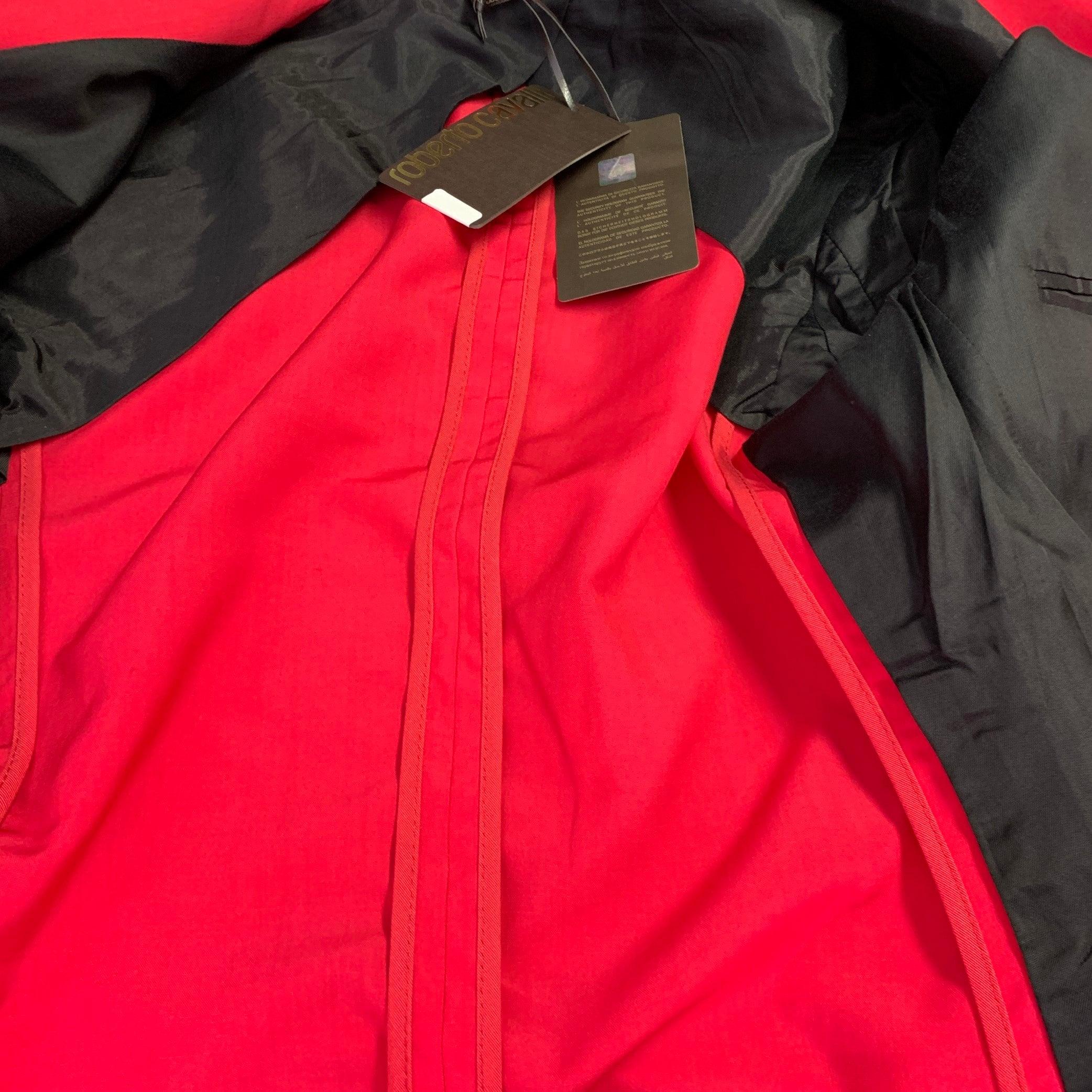 ROBERTO CAVALLI - Manteau de sport rouge framboise en laine mélangée, taille 38 en vente 4