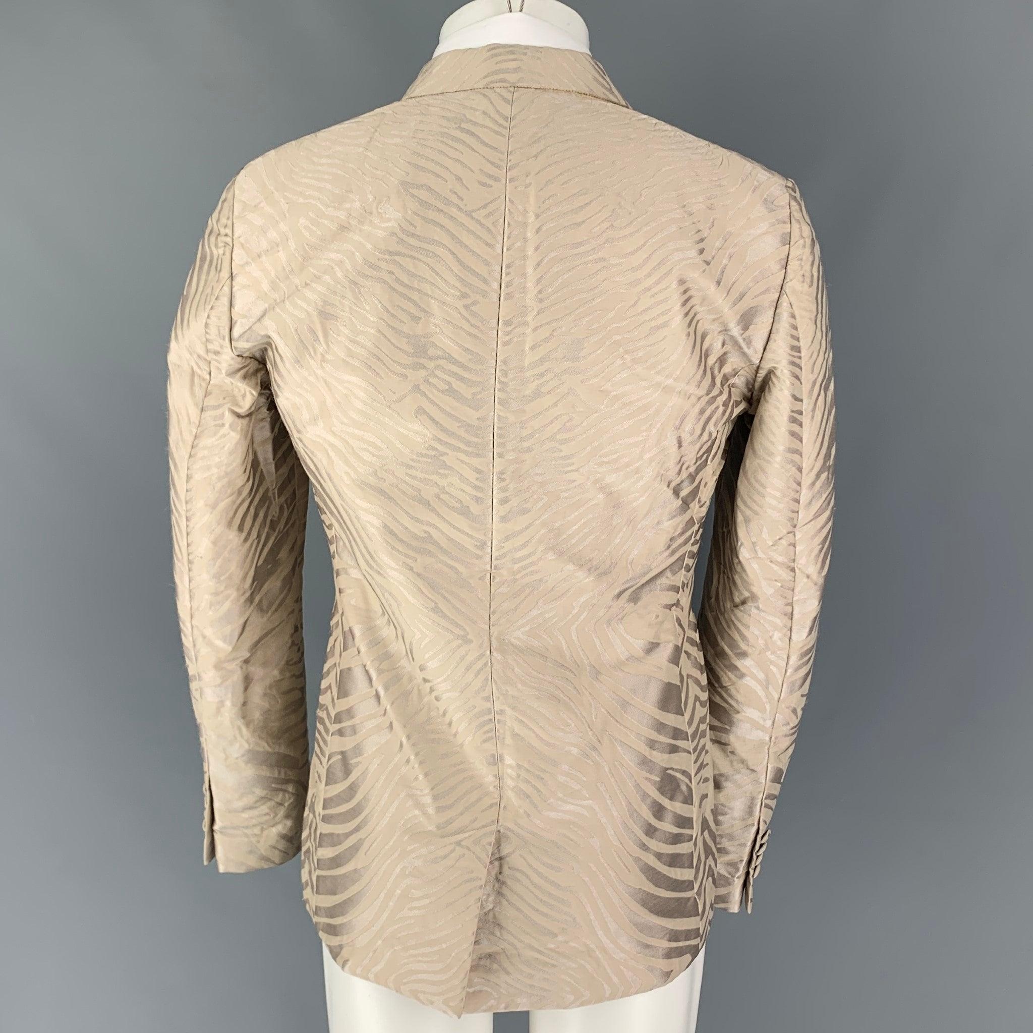 Men's ROBERTO CAVALLI Size 38 Tan Jacquard Polyester Blend Sport Coat For Sale