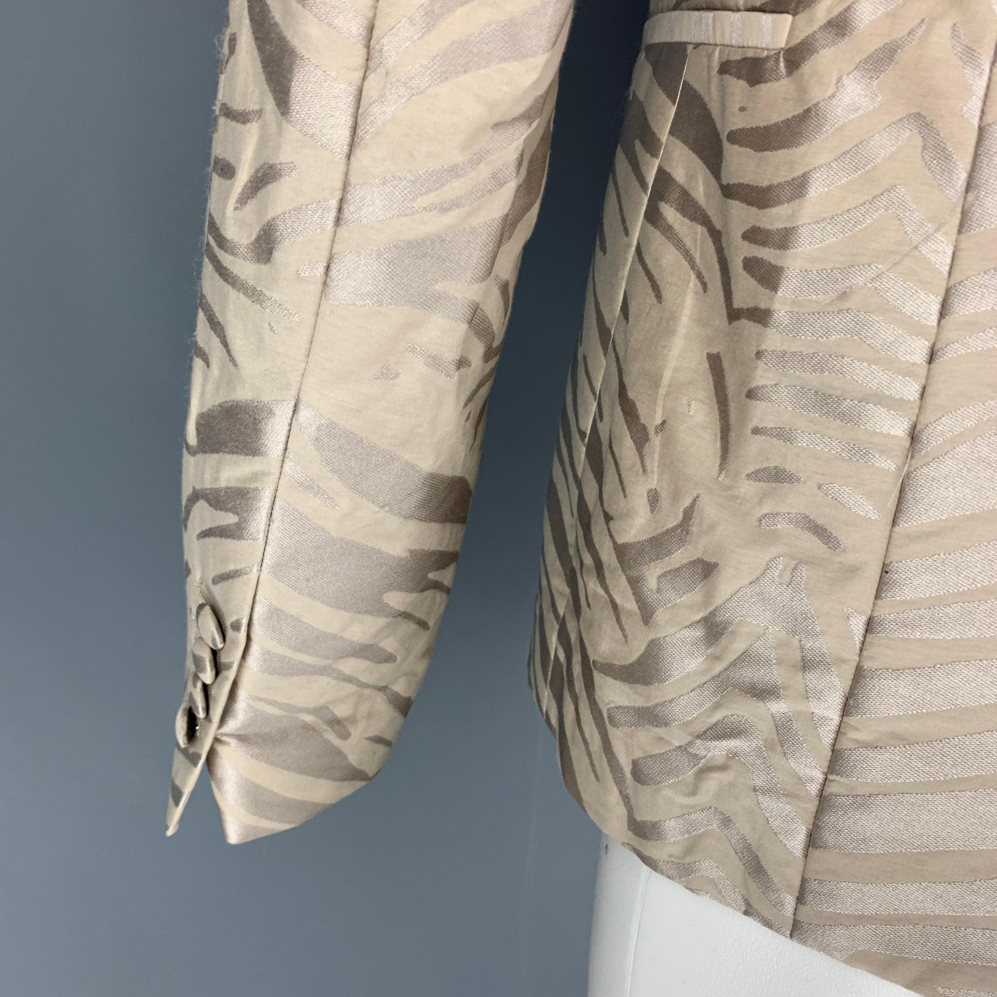 ROBERTO CAVALLI Size 38 Tan Jacquard Polyester Blend Sport Coat For Sale 1