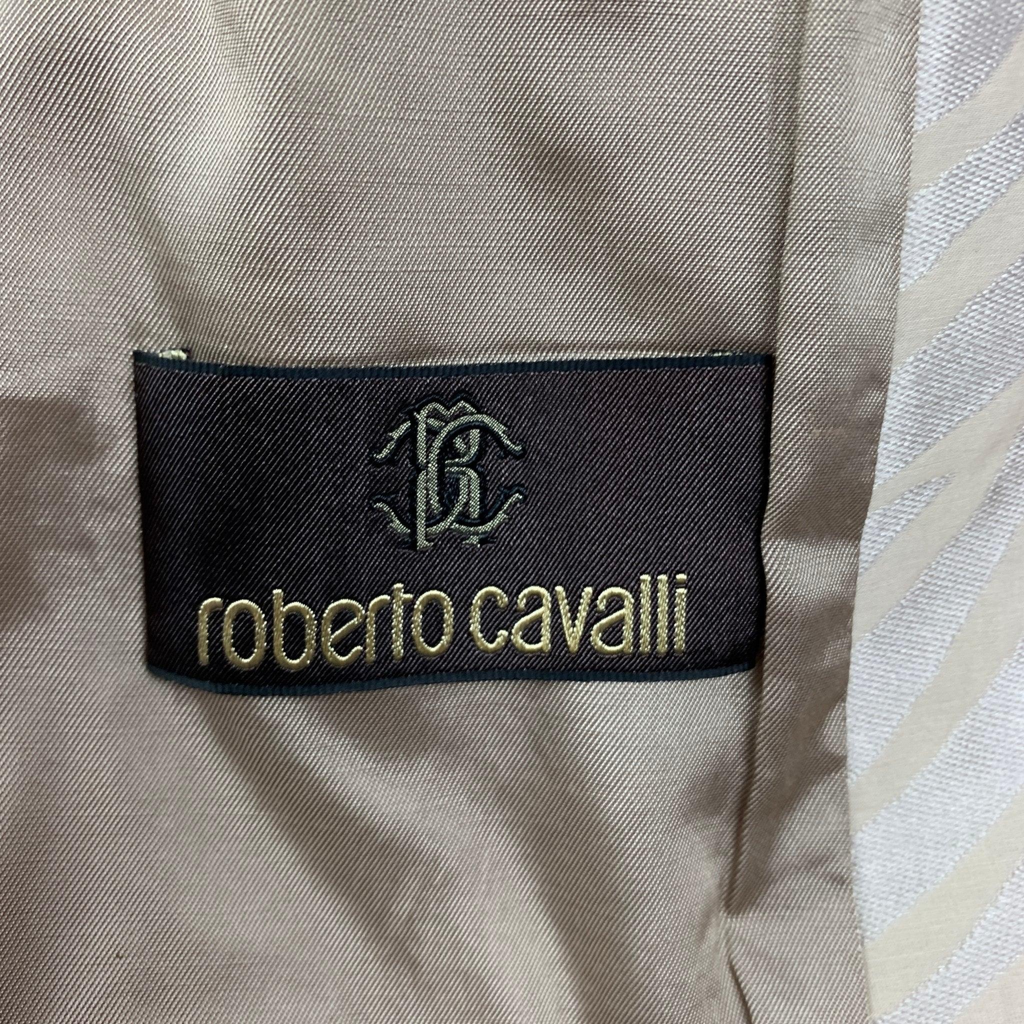 ROBERTO CAVALLI Size 38 Tan Jacquard Polyester Blend Sport Coat For Sale 2
