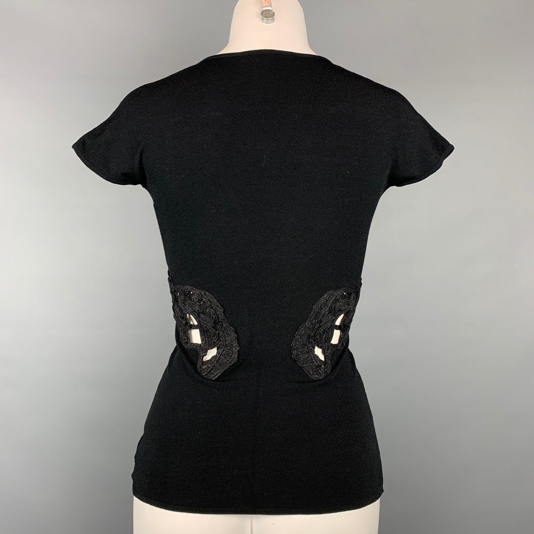 ROBERTO CAVALLI Size 4 Black Jersey Embellishment Viscose / Polyester Dress Top For Sale 2