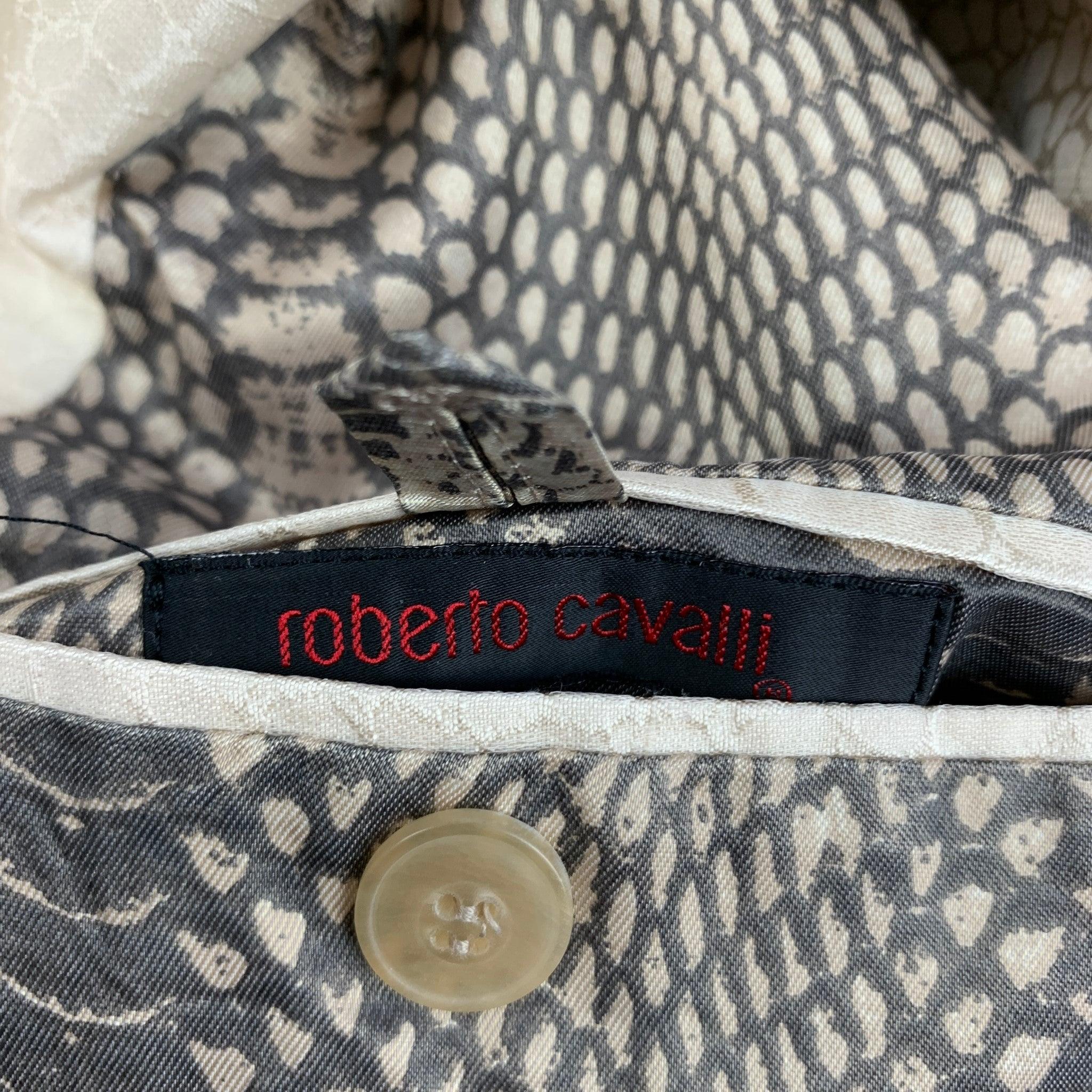 ROBERTO CAVALLI Size 40 Beige Animal Print Silk Notch Lapel Sport Coat 4