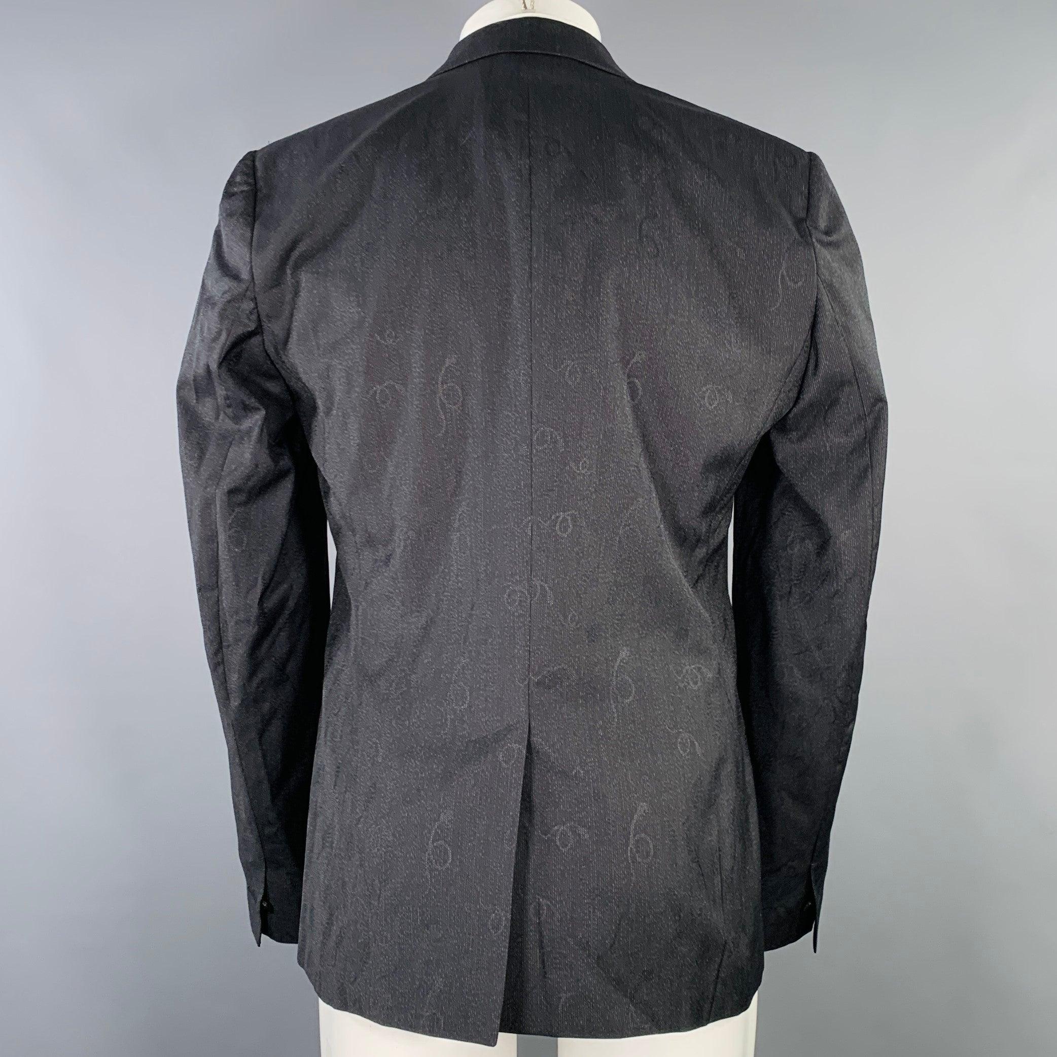 Manteau de sport en laine et soie ROBERTO Cavalli Taille 40 Noir Gris Jacquard de serpent Pour hommes en vente