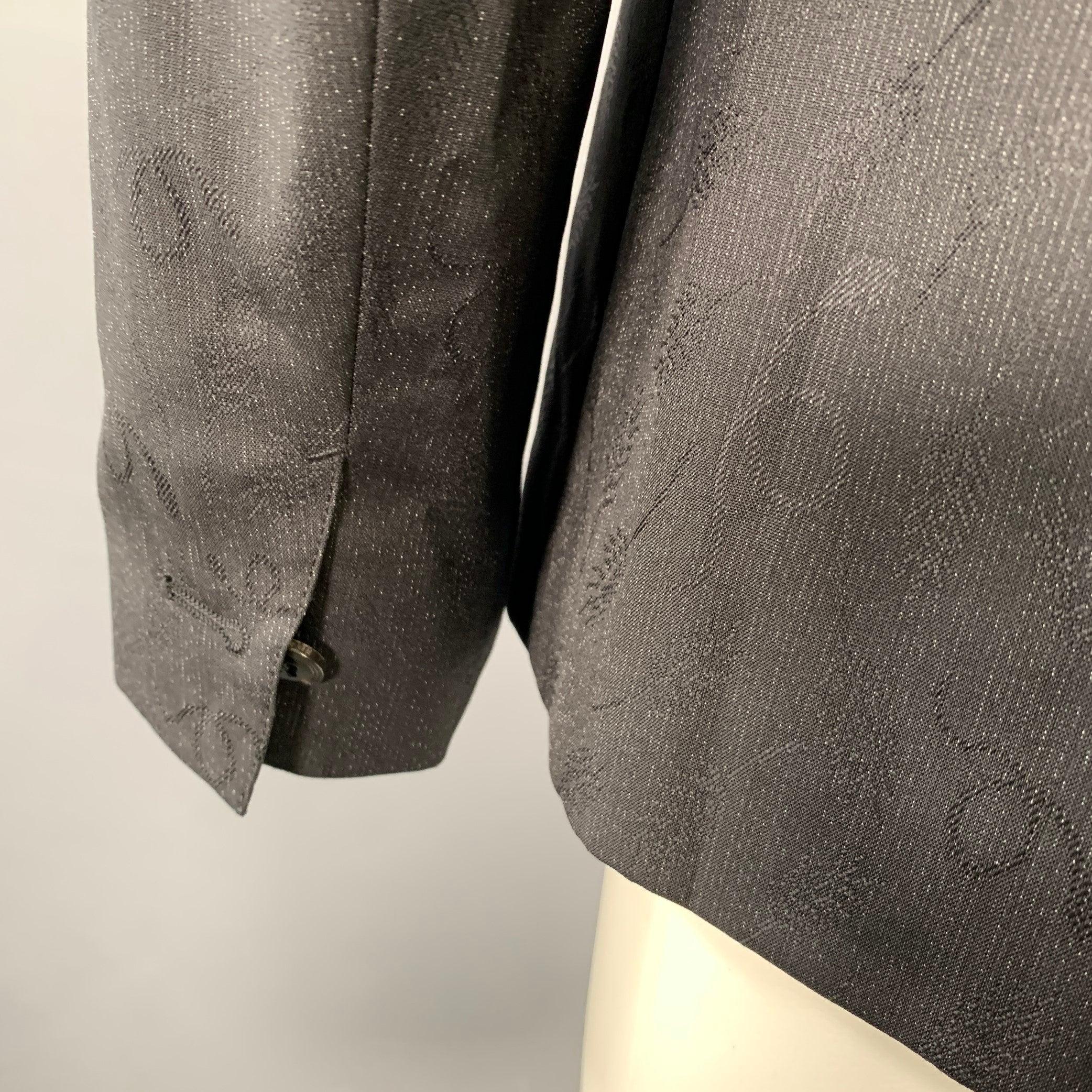 Manteau de sport en laine et soie ROBERTO Cavalli Taille 40 Noir Gris Jacquard de serpent en vente 1