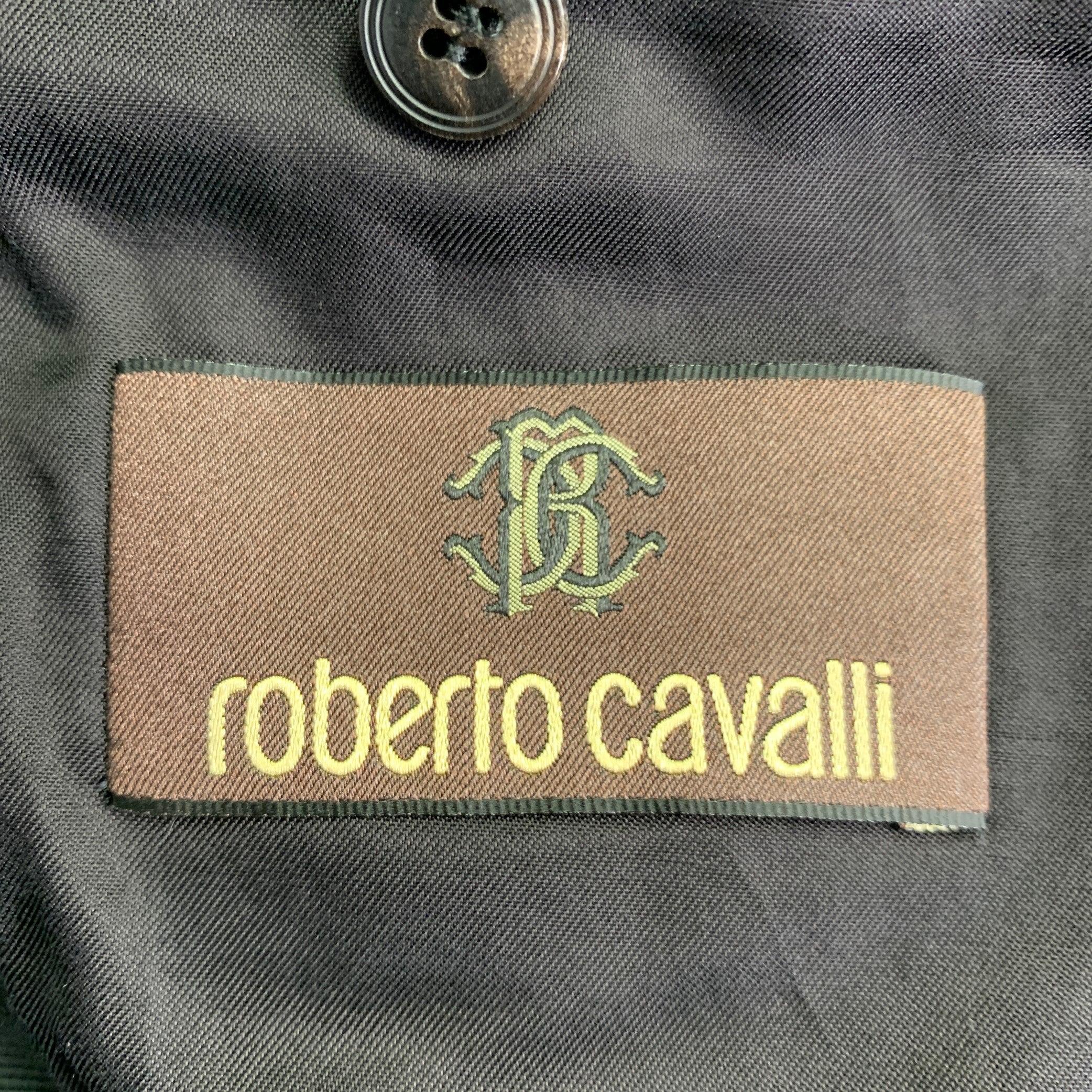 Manteau de sport en laine et soie ROBERTO Cavalli Taille 40 Noir Gris Jacquard de serpent en vente 2
