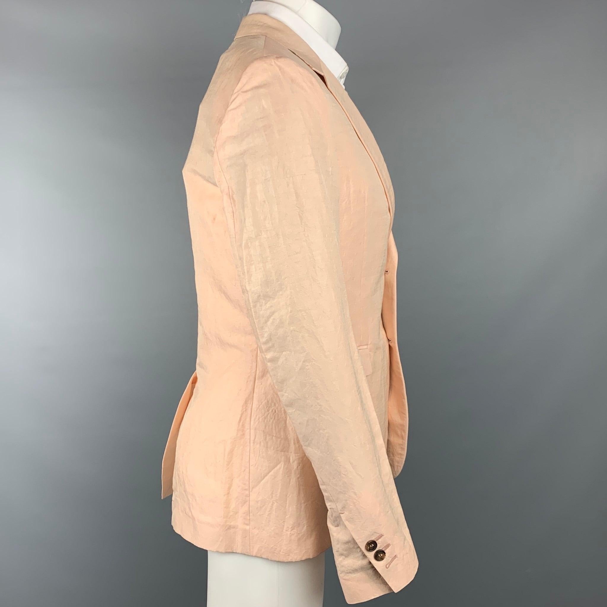 Men's ROBERTO CAVALLI Size 40 Peach Textured Linen / Silk Sport Coat