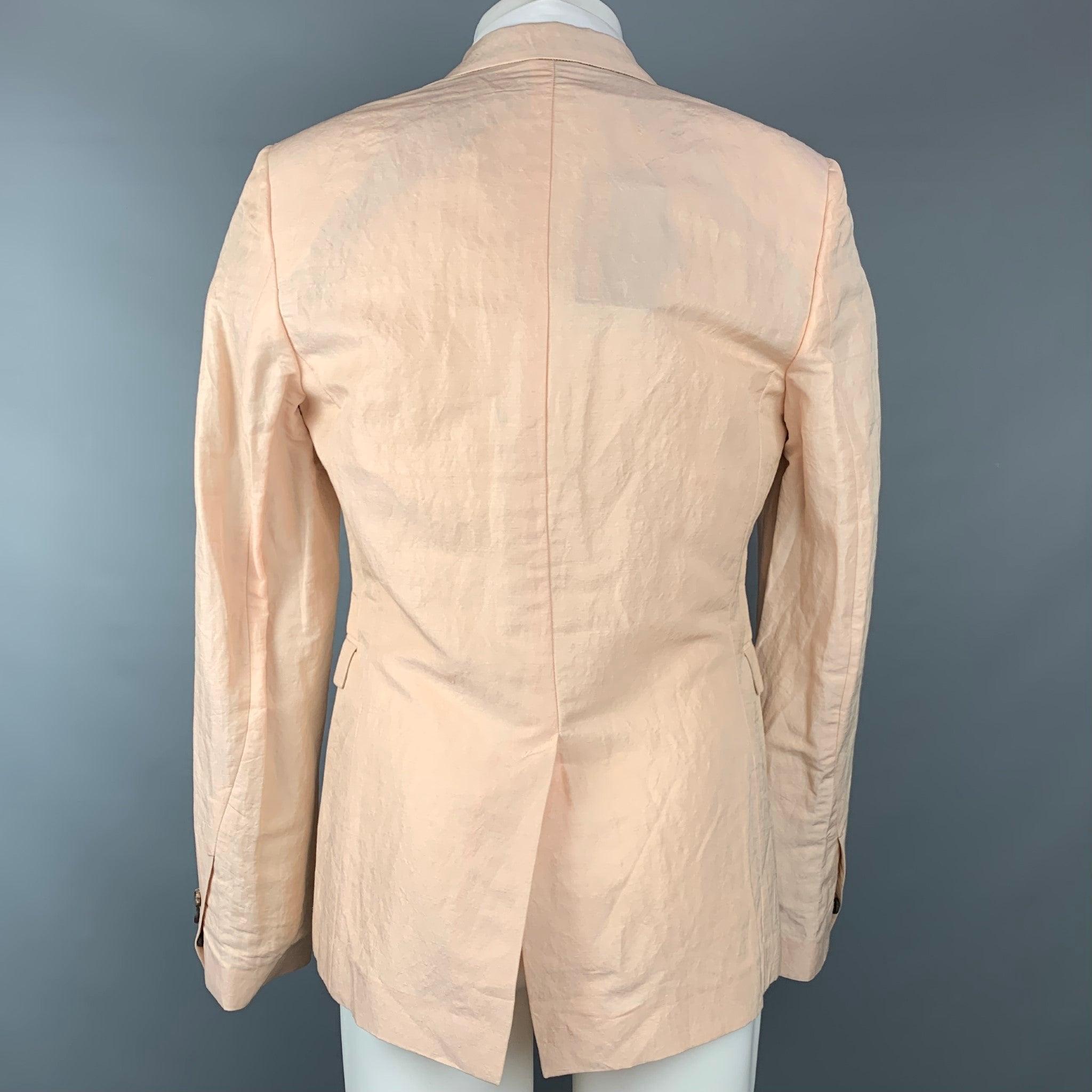ROBERTO CAVALLI Size 40 Peach Textured Linen / Silk Sport Coat 1