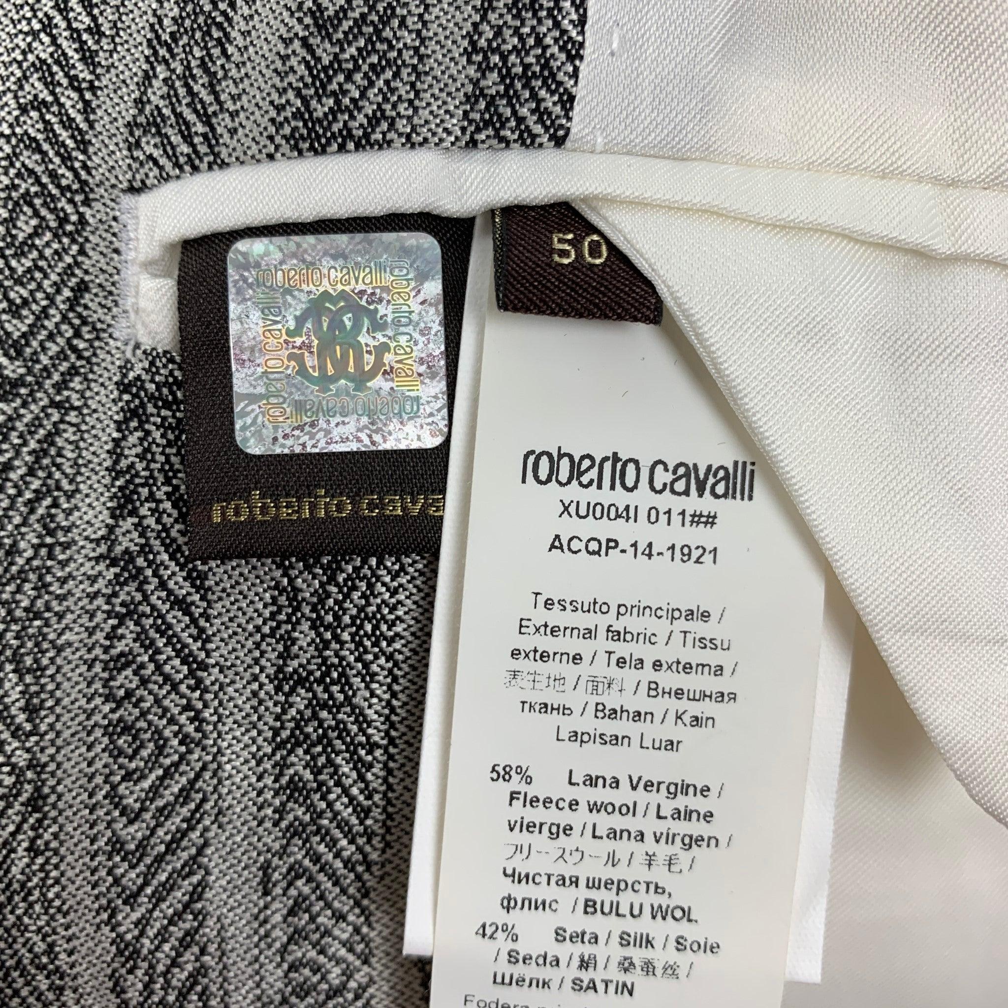 ROBERTO CAVALLI Size 40 Silver Black Stripe Wool Silk Sport Coat For Sale 3