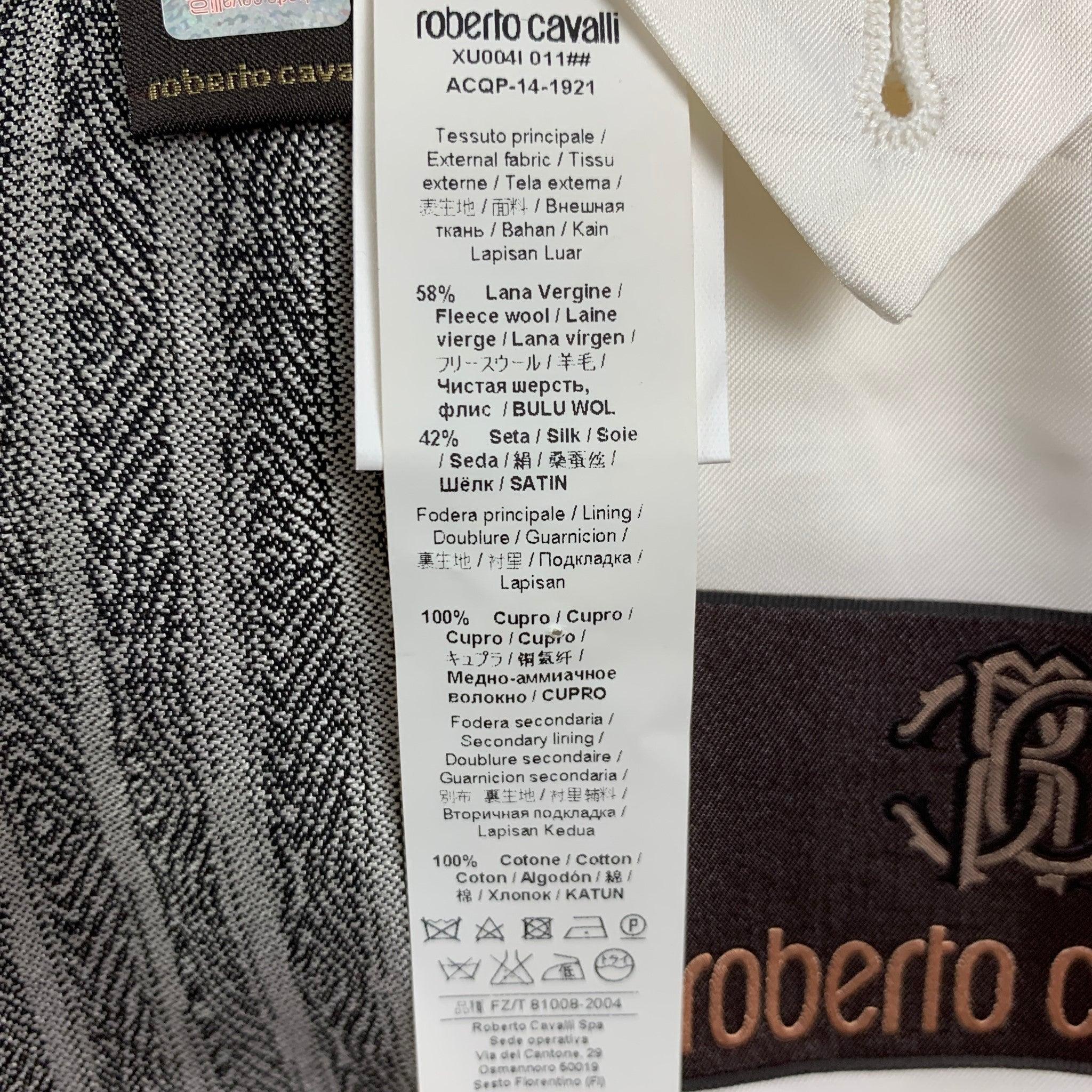 ROBERTO CAVALLI Size 40 Silver Black Stripe Wool Silk Sport Coat For Sale 4