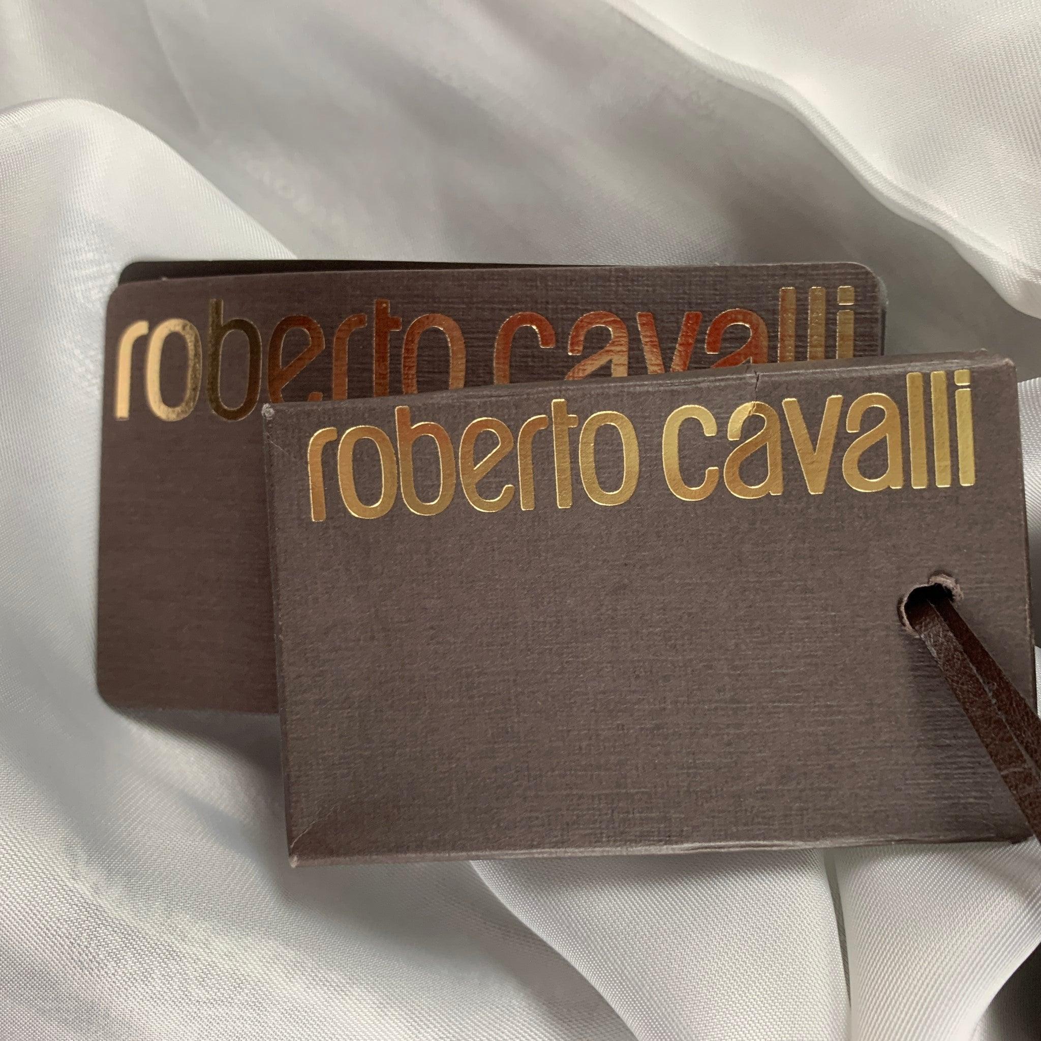 ROBERTO CAVALLI Size 40 Silver Black Stripe Wool Silk Sport Coat For Sale 6