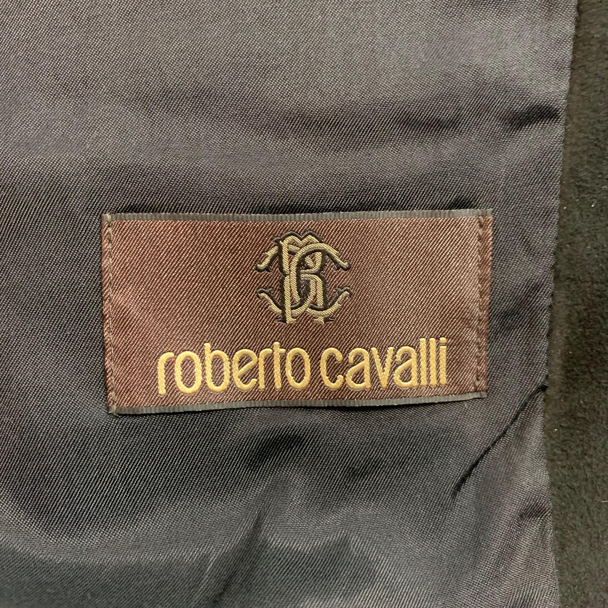 ROBERTO CAVALLI Size 42 Gold & Black Laser Pony Jacquard Leather Sport Coat 3