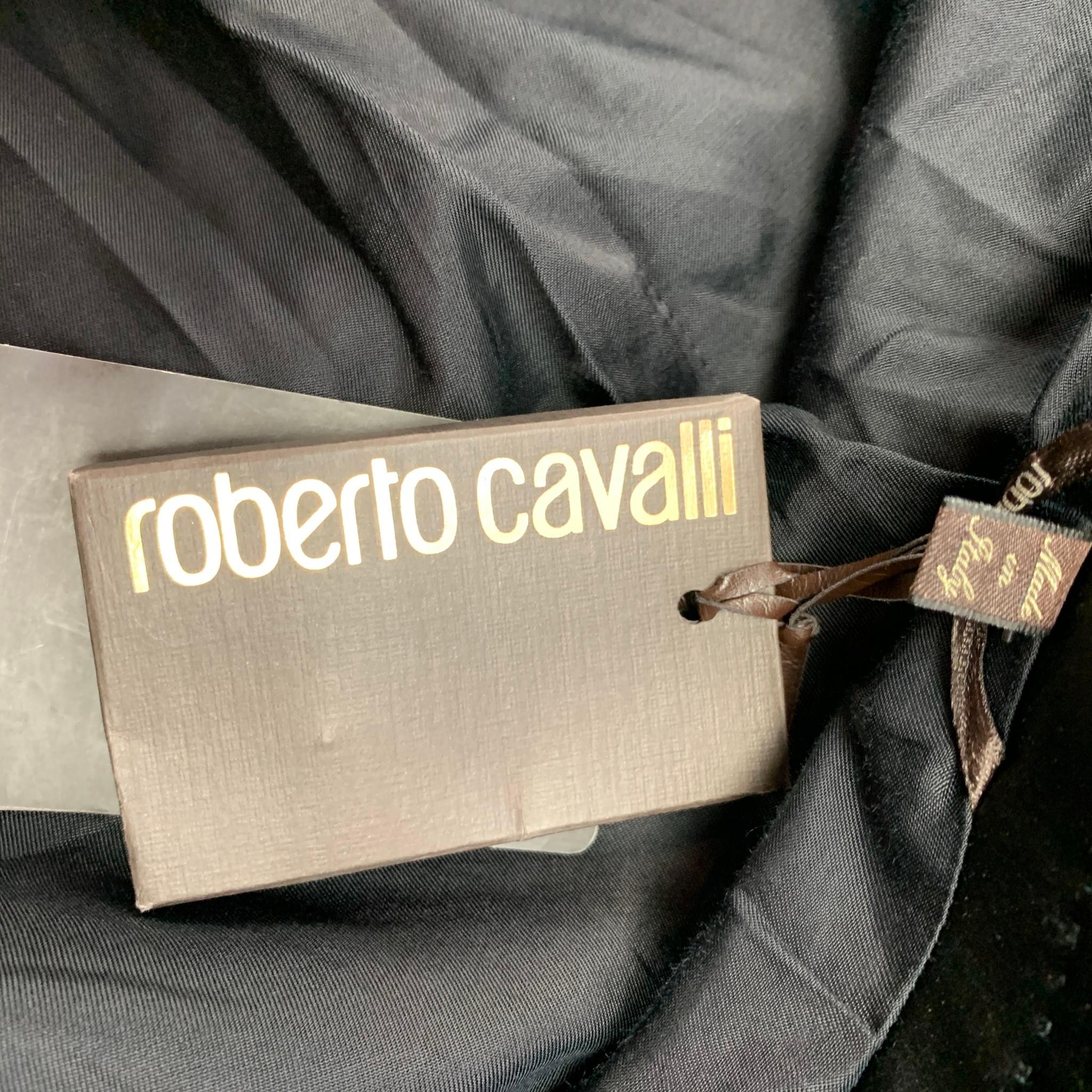 ROBERTO CAVALLI Size 44 Black & Gold Jacquard Silk Sport Coat 2