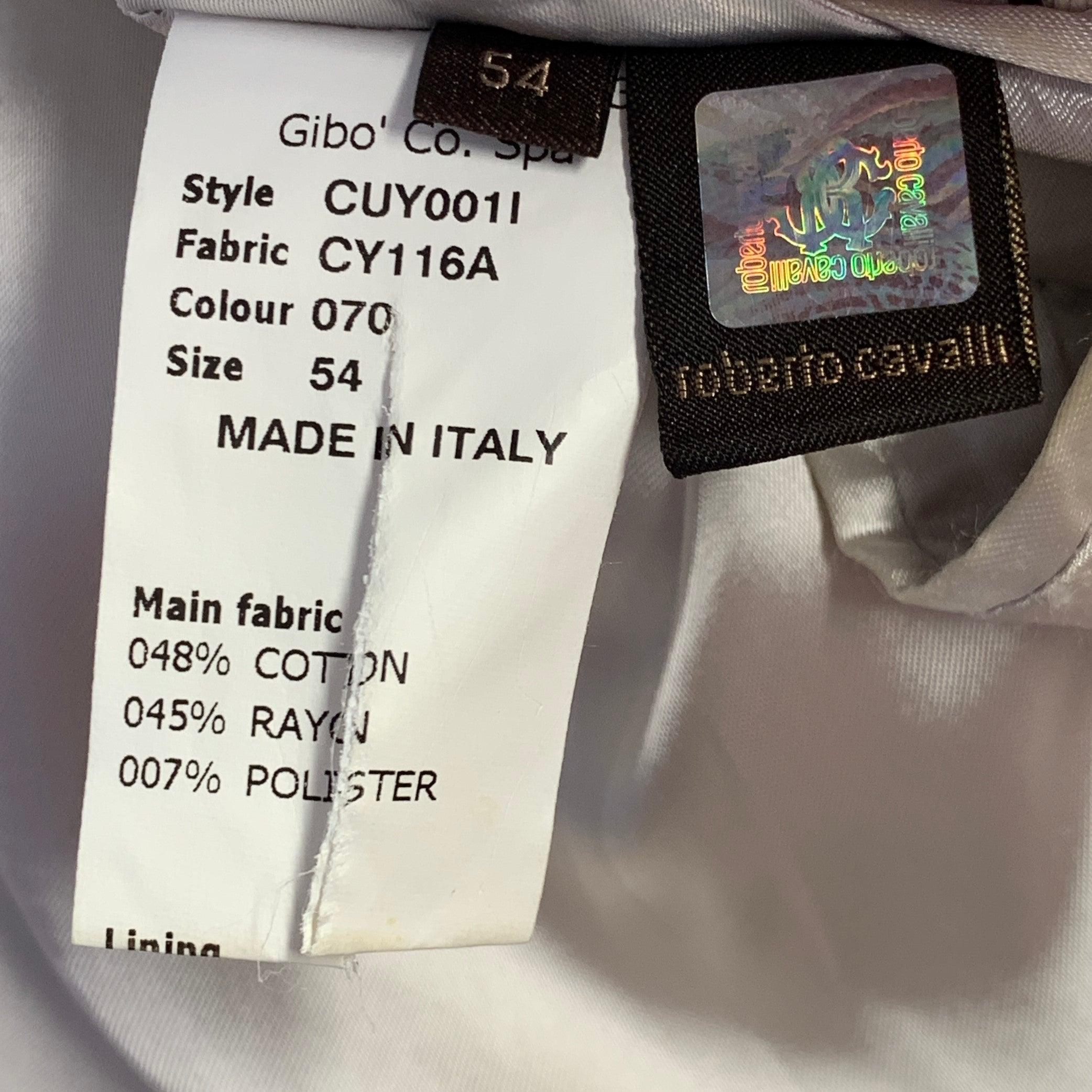 ROBERTO CAVALLI Taglia 44 Crema Argento Geometrico in misto cotone jacquard Sport Coat in vendita 4