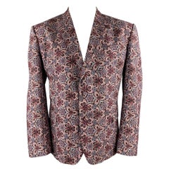 roberto 48 ROBERTO CAVALLI Size 48 Brick
Purple Print Cotton / Silk Sport Coat
