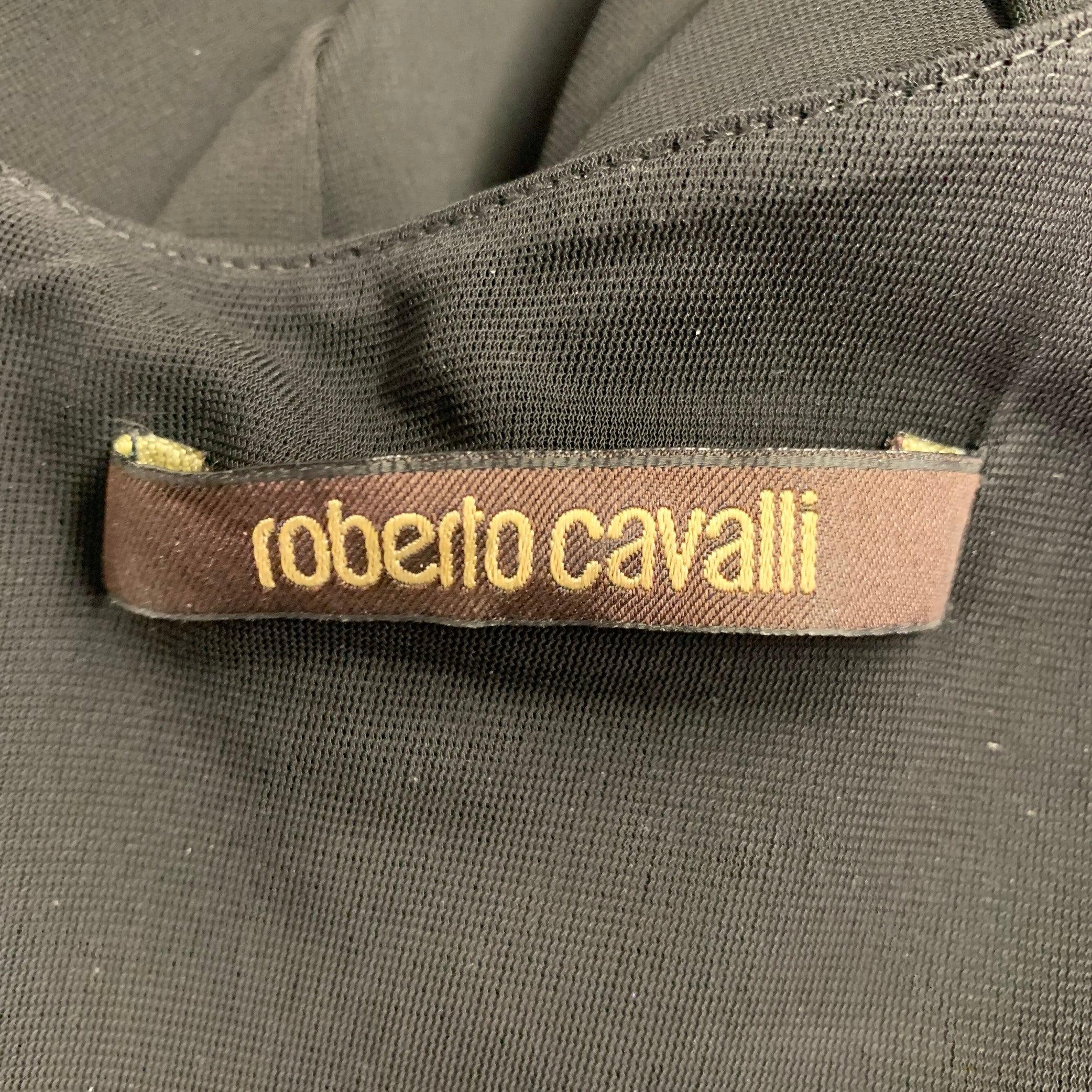 ROBERTO Cavalli Size 8 Black Silver Viscose Blend Beaded Keyhole Cocktail Dress Pour femmes en vente