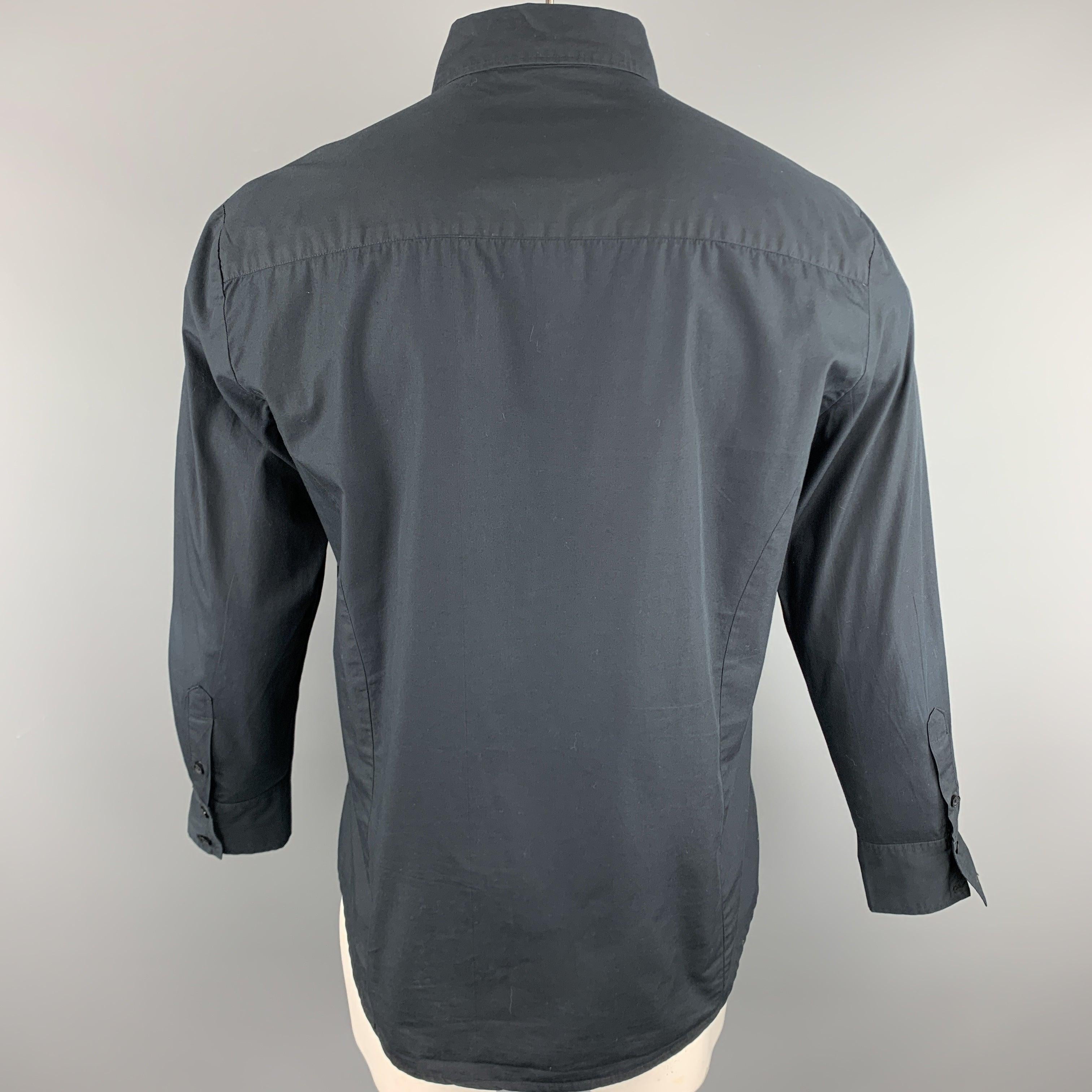 ROBERTO CAVALLI Größe L Schwarzes langärmeliges Hemd aus Baumwolle mit Stickerei und Knopfleiste im Angebot 2