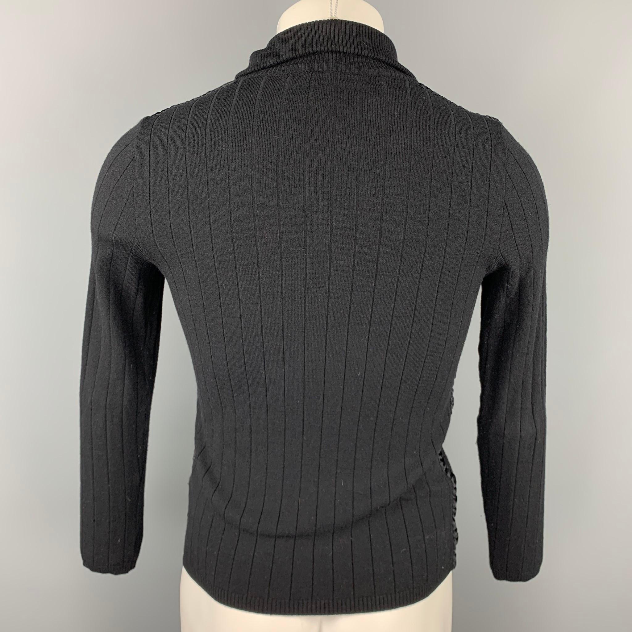 collared wool blend ribbed sweater