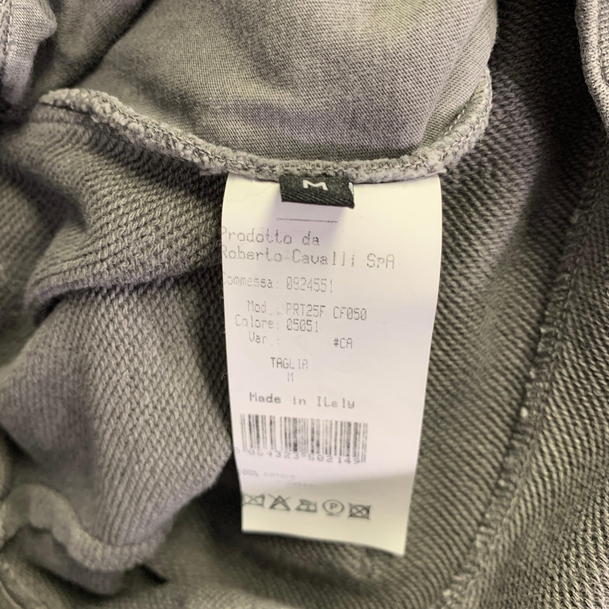 ROBERTO CAVALLI Size M Gray Blue Distressed Cotton Lounge Casual Pants For Sale 3
