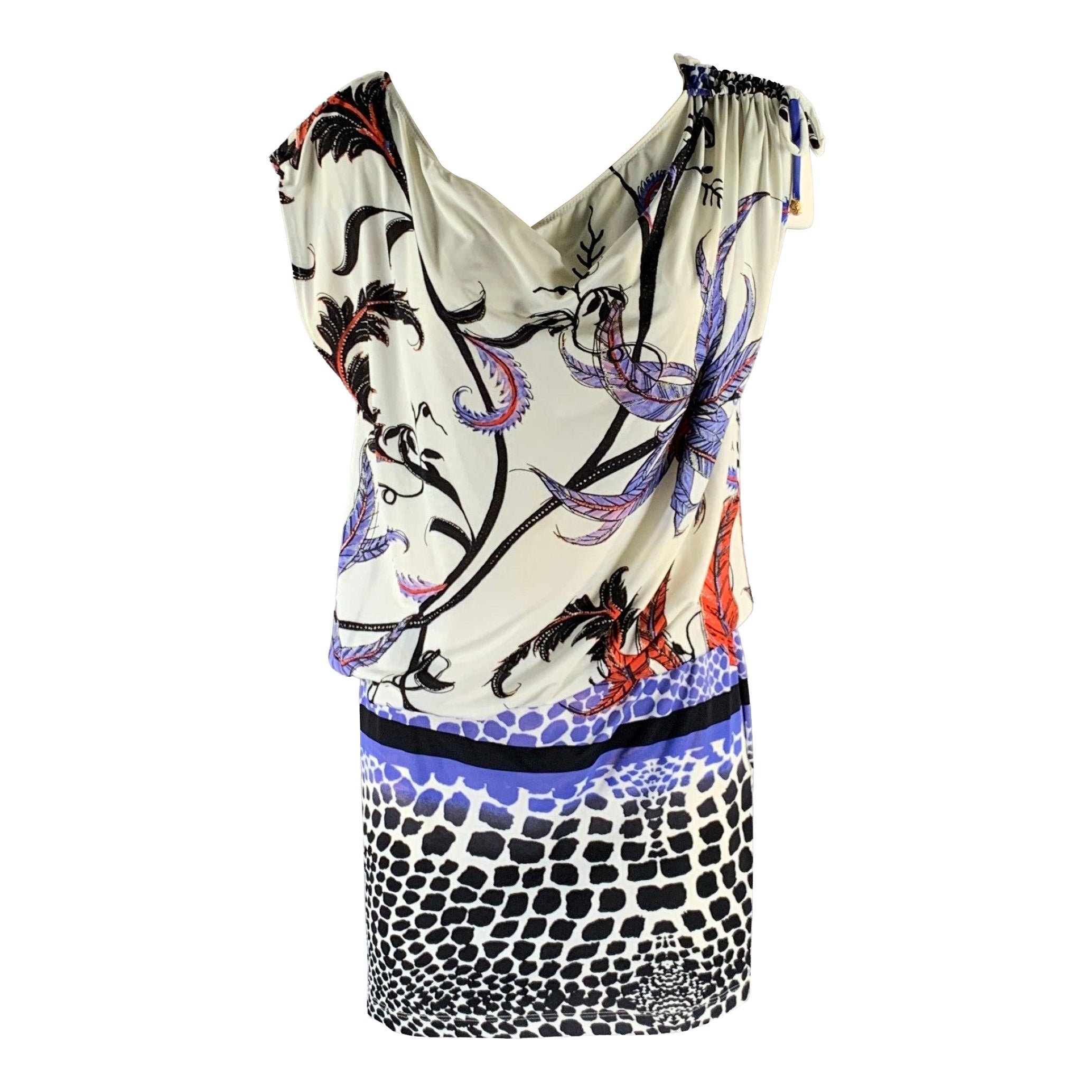 ROBERTO CAVALLI Größe M Nylon-Mischung Feder-Taillen-Kleid