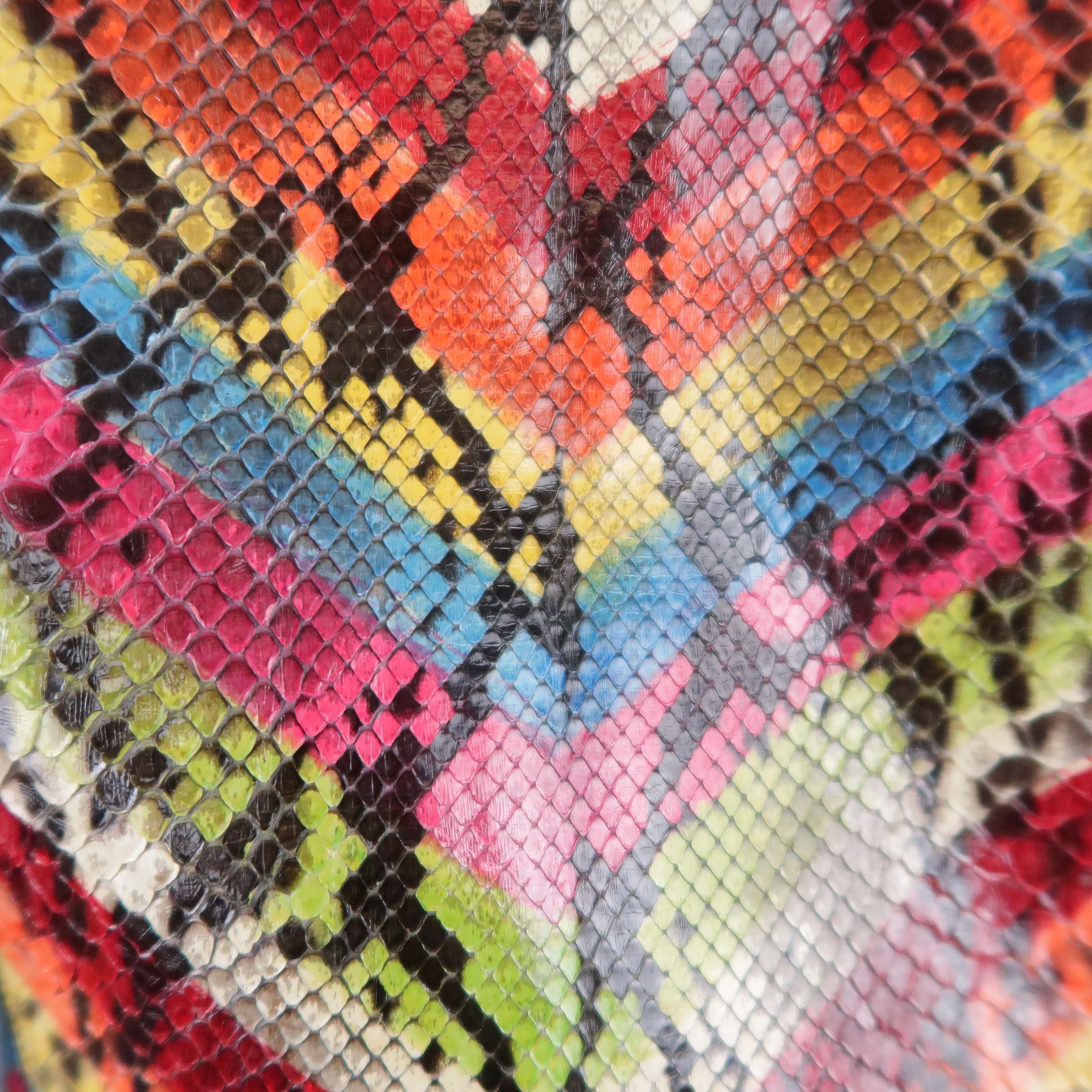 ROBERTO CAVALLI Size S Rainbow Chevron Python Skin Jacket 5