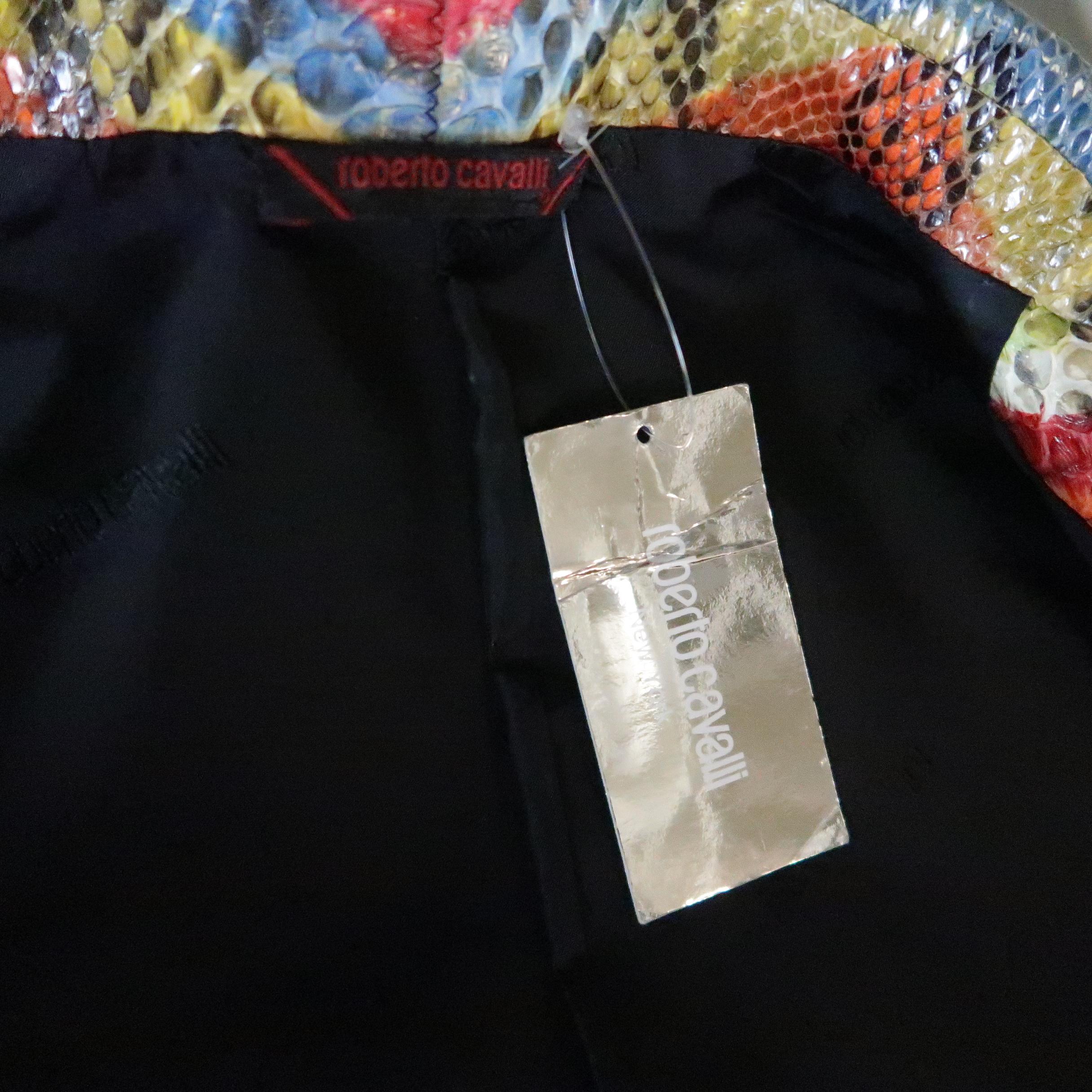 ROBERTO CAVALLI Size S Rainbow Chevron Python Skin Jacket 7
