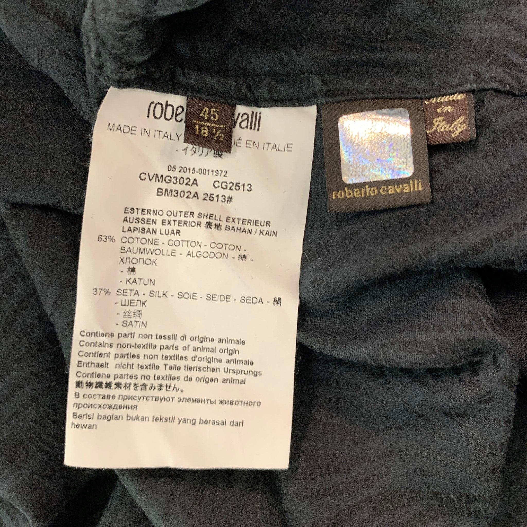 ROBERTO CAVALLI Size XL Black Animal Print Cotton Silk Long Sleeve Shirt For Sale 3