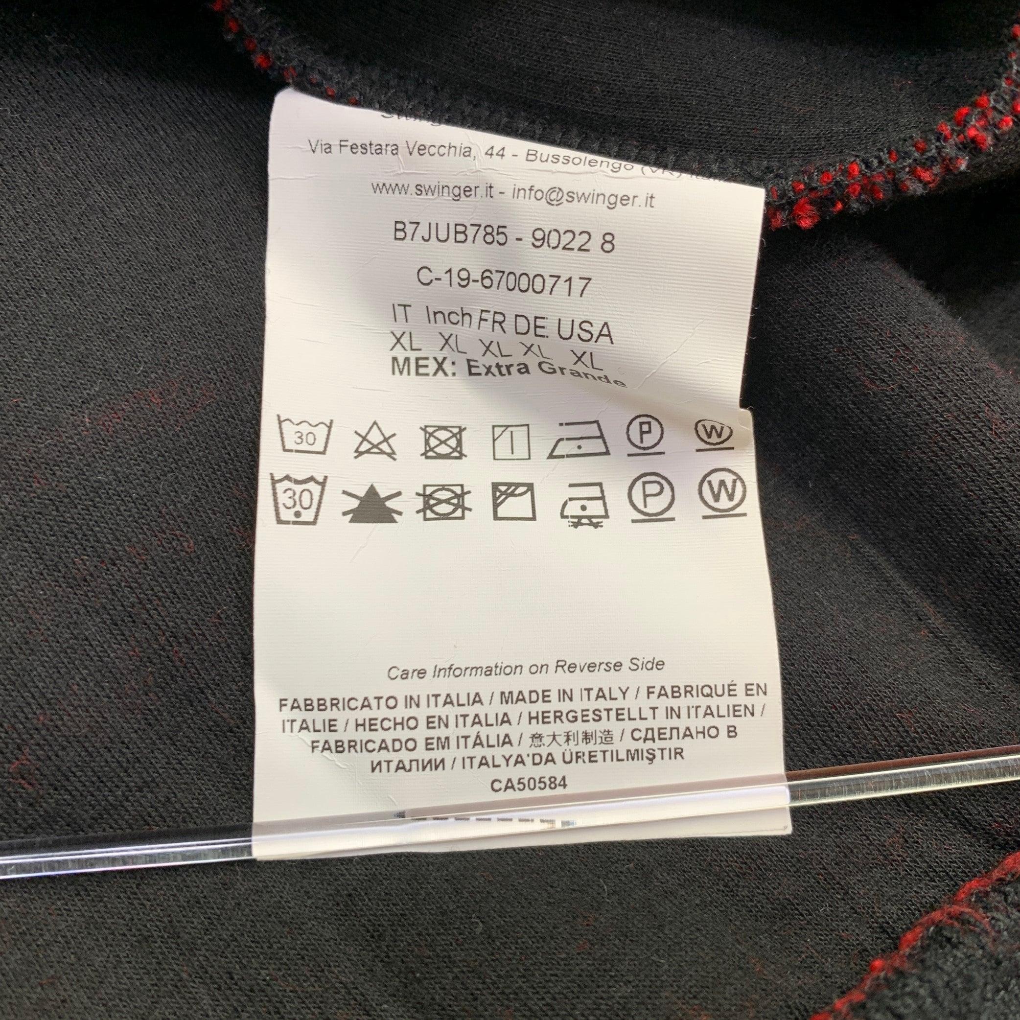 ROBERTO CAVALLI Size XL Black Red Plaid Polyester Blend Sweatshirt Pullover For Sale 5