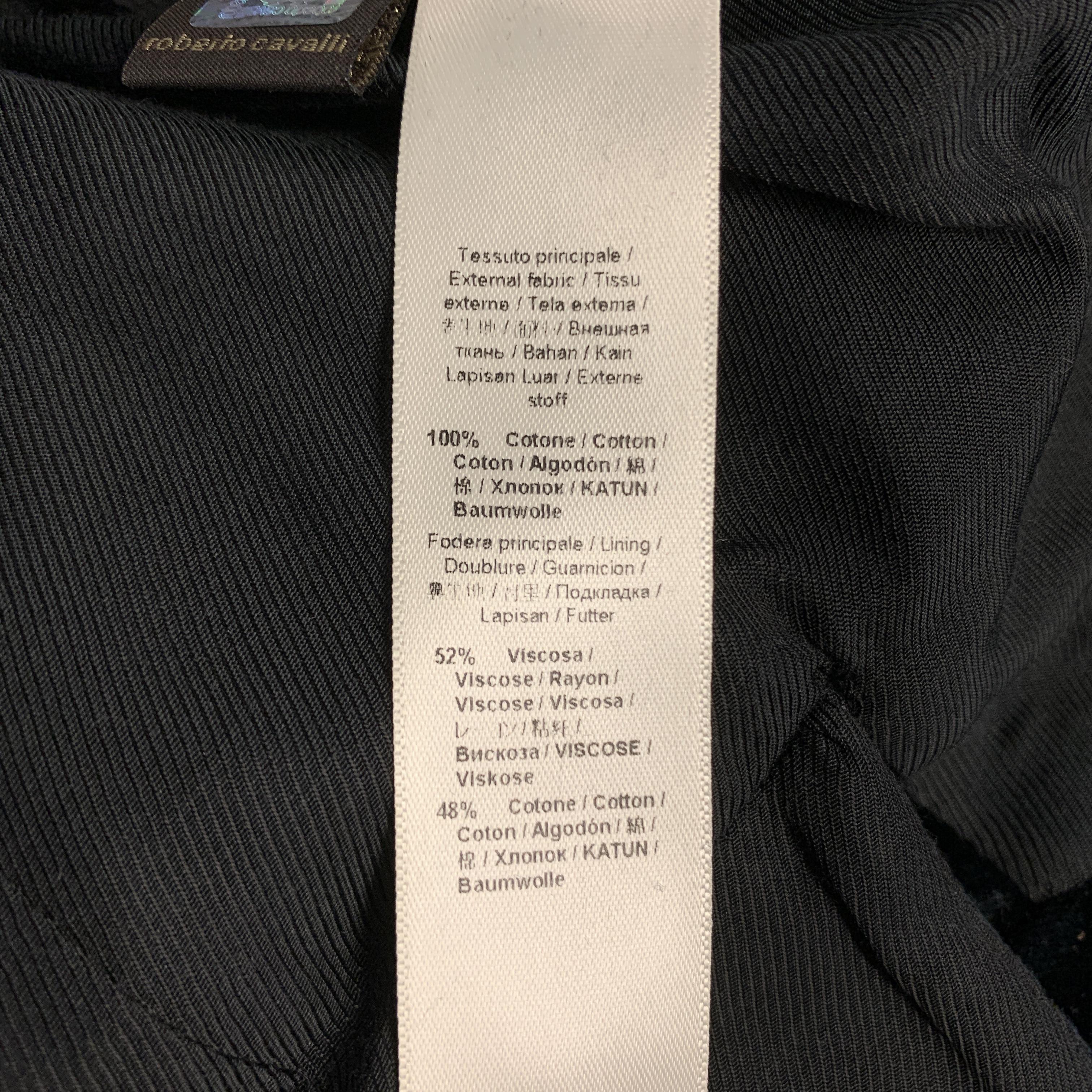 ROBERTO CAVALLI Size XS Navy Cotton Velvet Beaded Lapel Tails Jacket 3