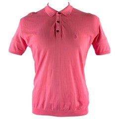 ROBERTO CAVALLI Size XXL Pink Knitted Cotton Buttoned Polo
