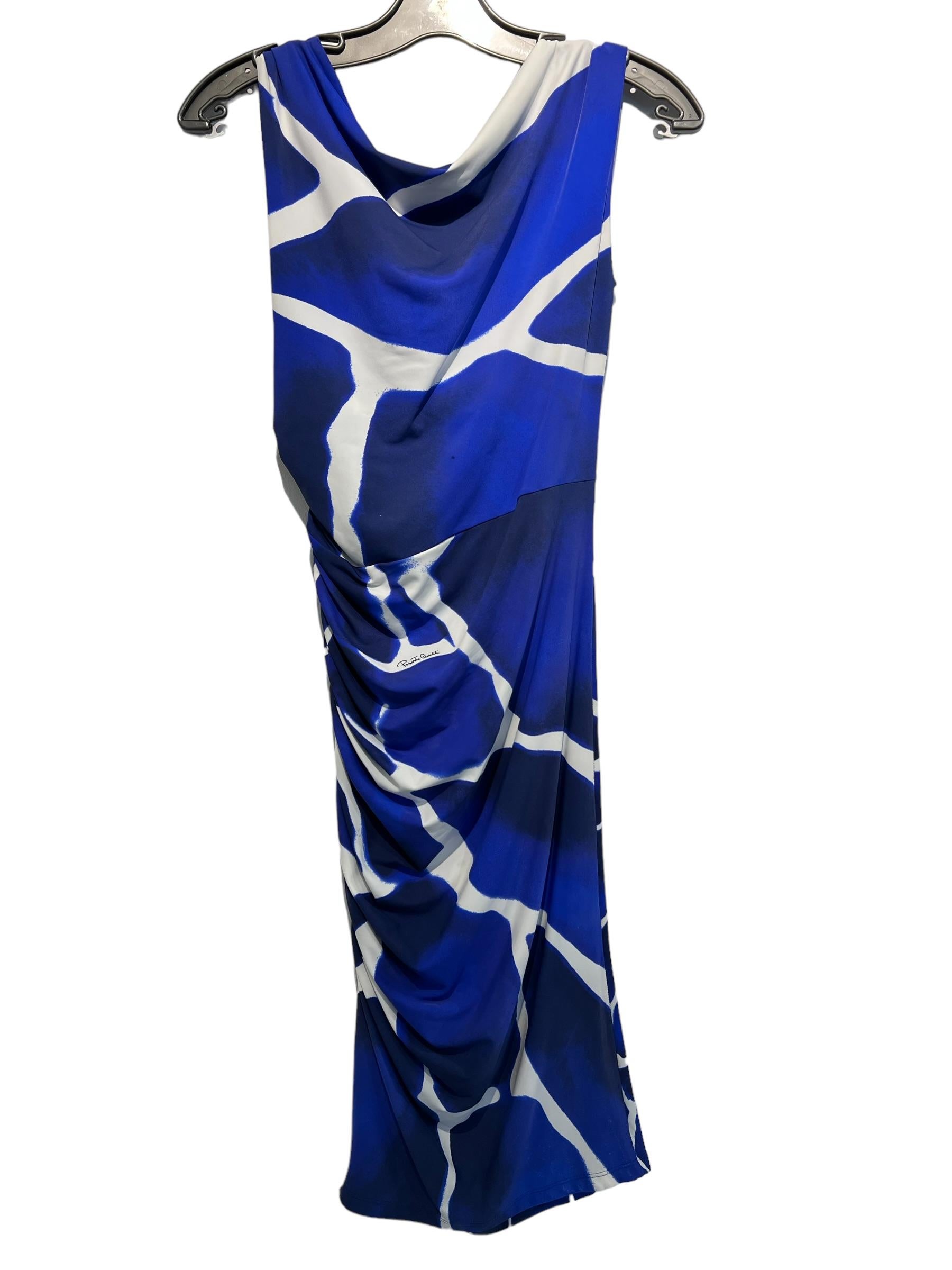 Purple Roberto Cavalli Sleeveless White Animal Print Dress Size 44