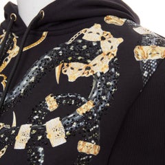 ROBERTO CAVALLI Snake And LogoPrint cotton crystal embellished cropped hoodie XS