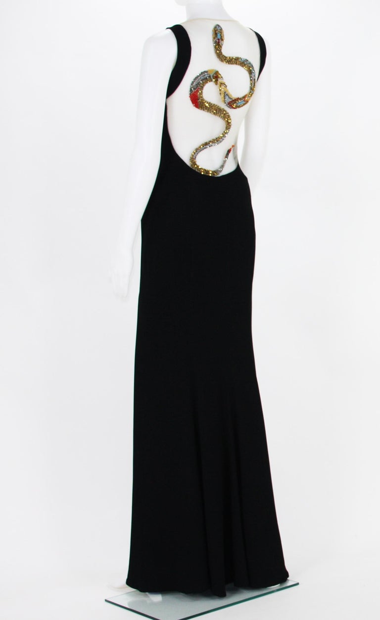 Roberto Cavalli Snake Beads Embellished Black Stretch Dress Gown It. 40 -  US 4 at 1stDibs | roberto cavalli snake dress, snake back dress, black dress  with snake back