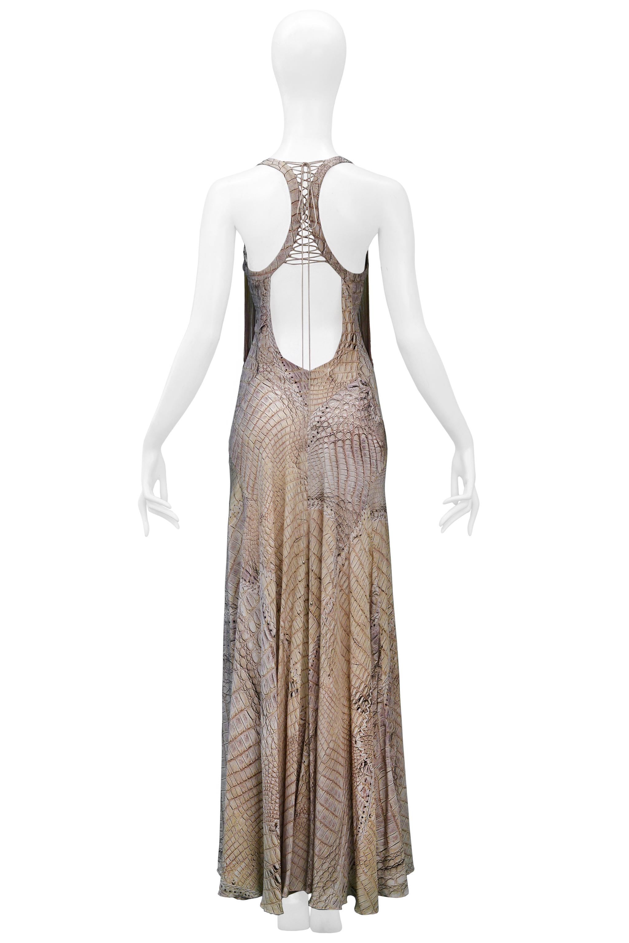 De las mujeres Roberto Cavalli Vestido halter con estampado de serpiente y flecos ombre en venta