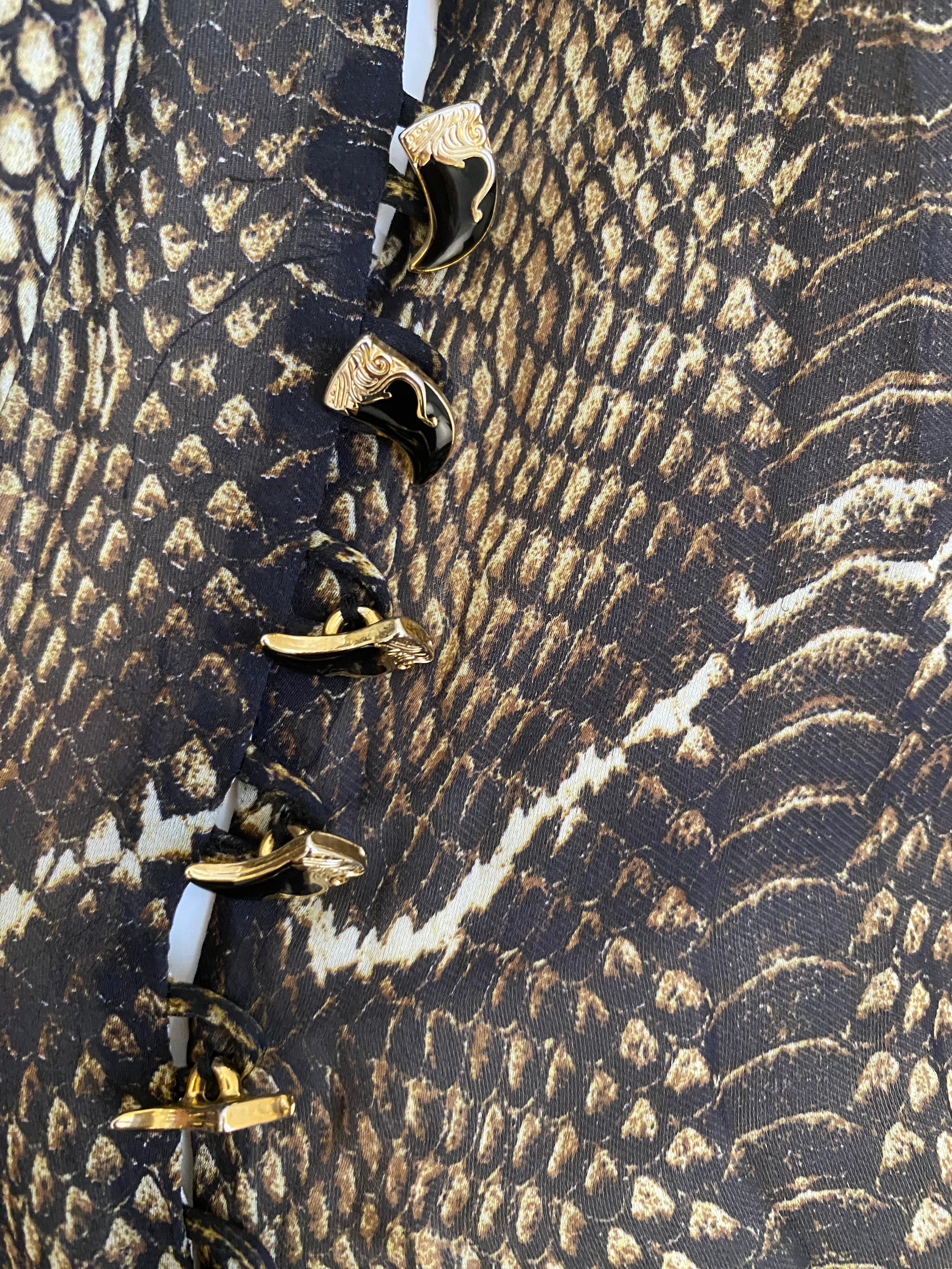 Roberto Cavalli - Robe de cocktail en mousseline de soie imprimée peau de serpent Bon état - En vente à Beverly Hills, CA