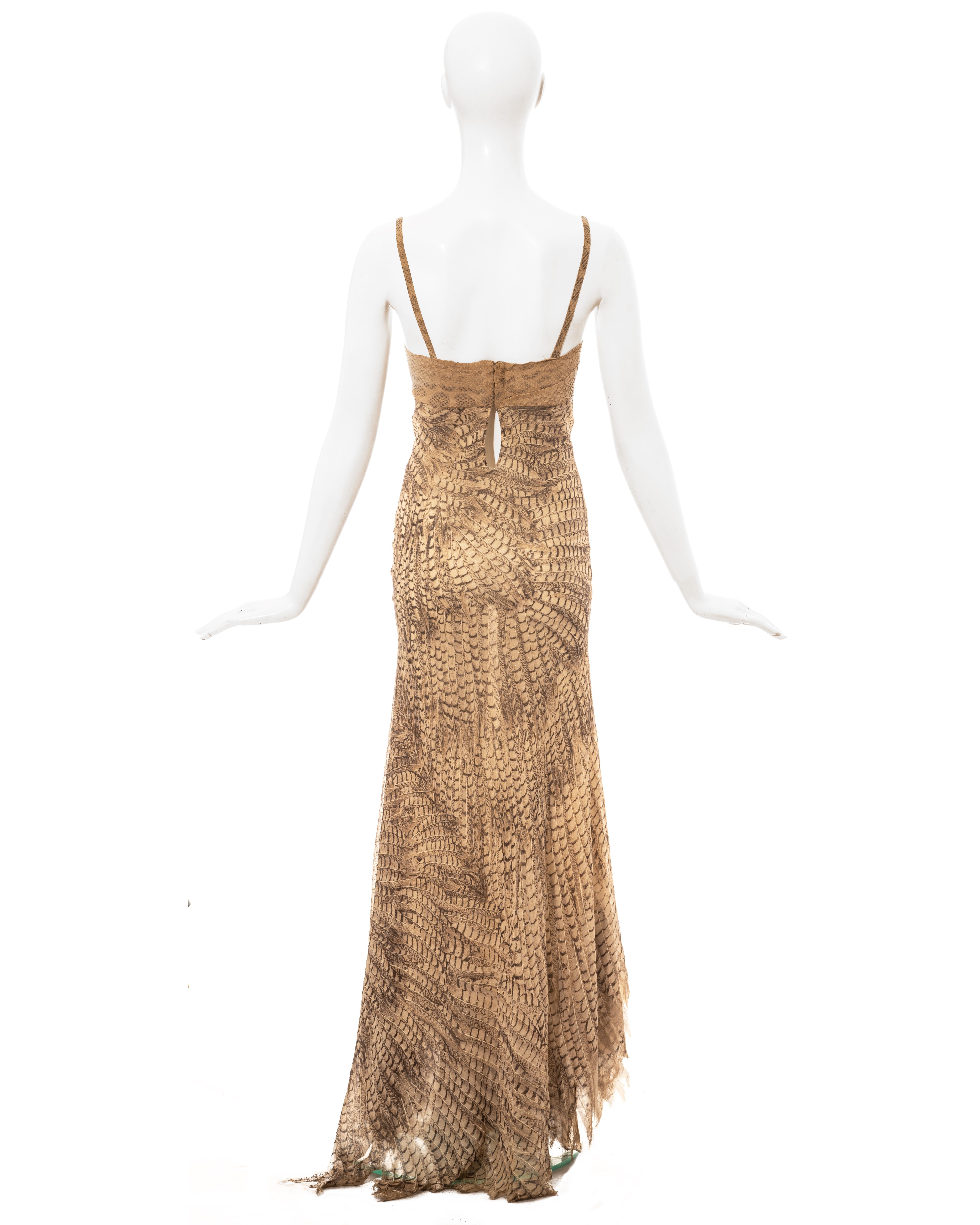 Brown Roberto Cavalli snakeskin and silk evening dress, ss 1999 For Sale