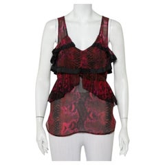 Roberto Cavalli Snakeskin Printed Silk Pleated Detail Sleeveless Top S