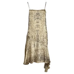 Roberto Cavalli Spring 1998 Asymetric crepe silk printed snakeskin dress