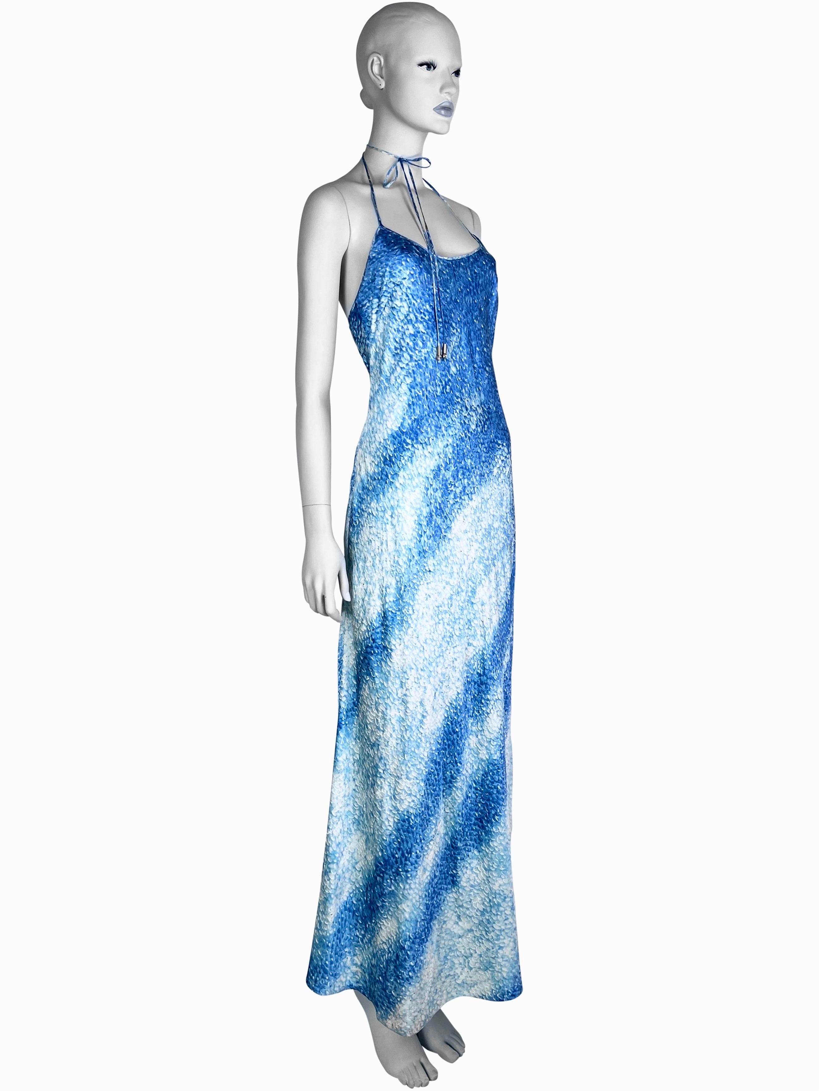 Women's Roberto Cavalli Spring 1999 Fish Scale Print Silk Dress For Sale