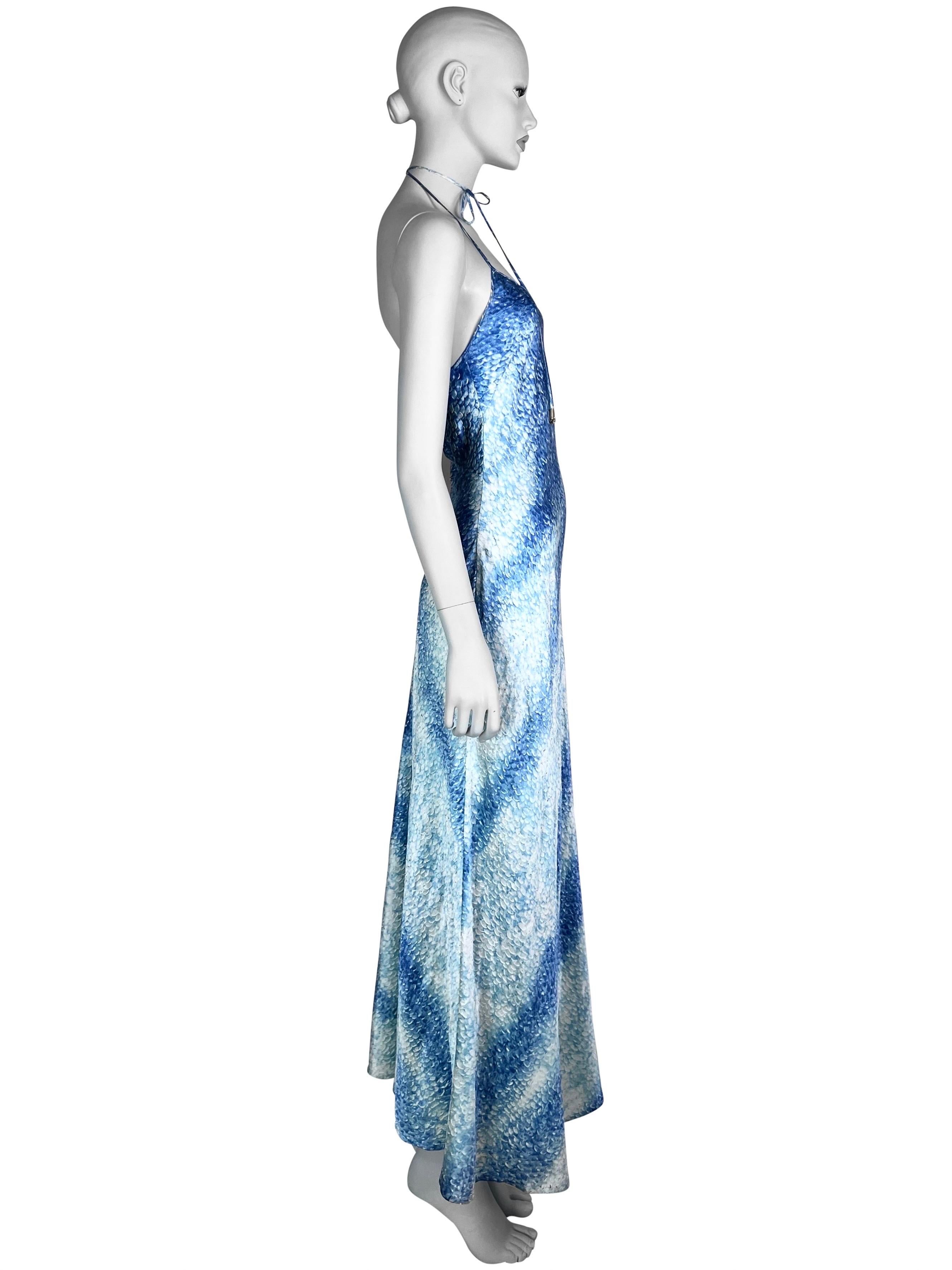 Roberto Cavalli Spring 1999 Fish Scale Print Silk Dress For Sale 1